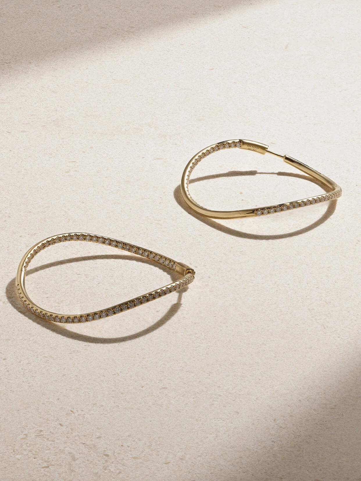 Twisted 18-karat Gold Diamond Hoop Earrings - 1