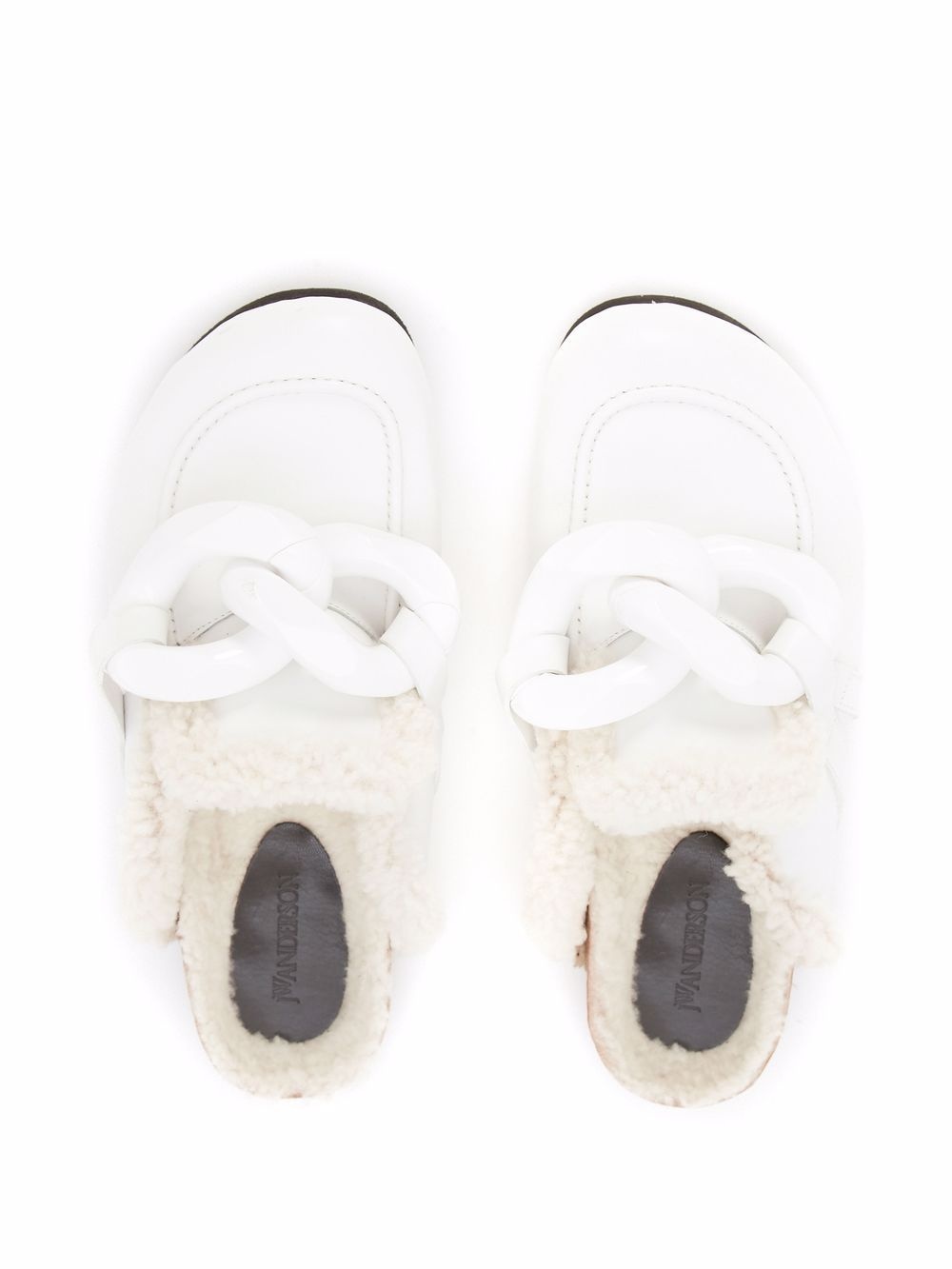 Chain shearling loafer mules - 3
