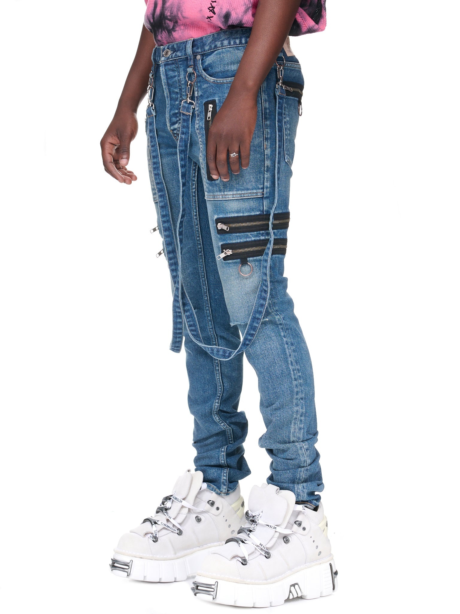 Skinny Distressed Denim Pants - 2