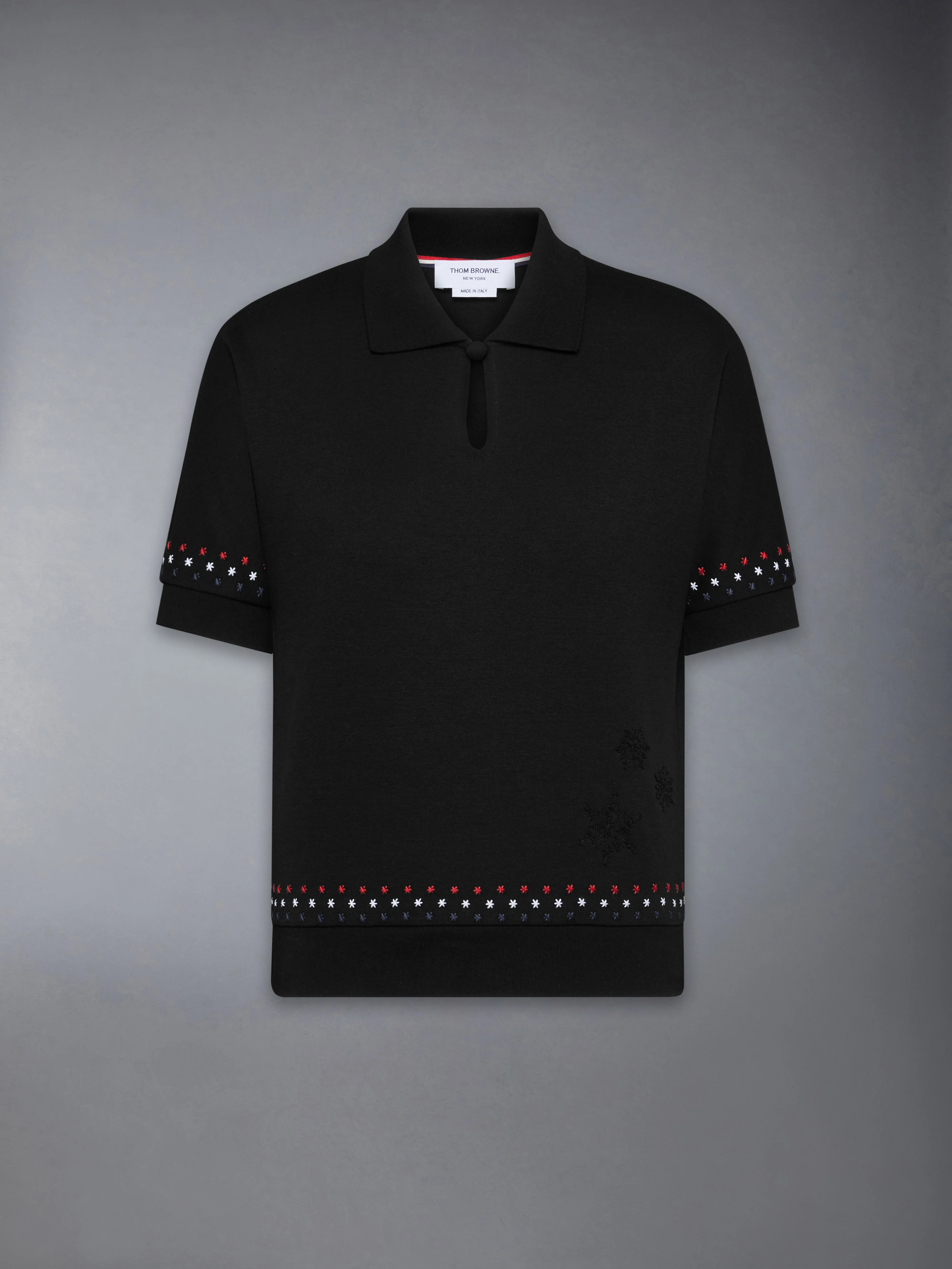 COTTON MILANO STARS & SNOWFLAKE EMBROIDERY POLO - 1