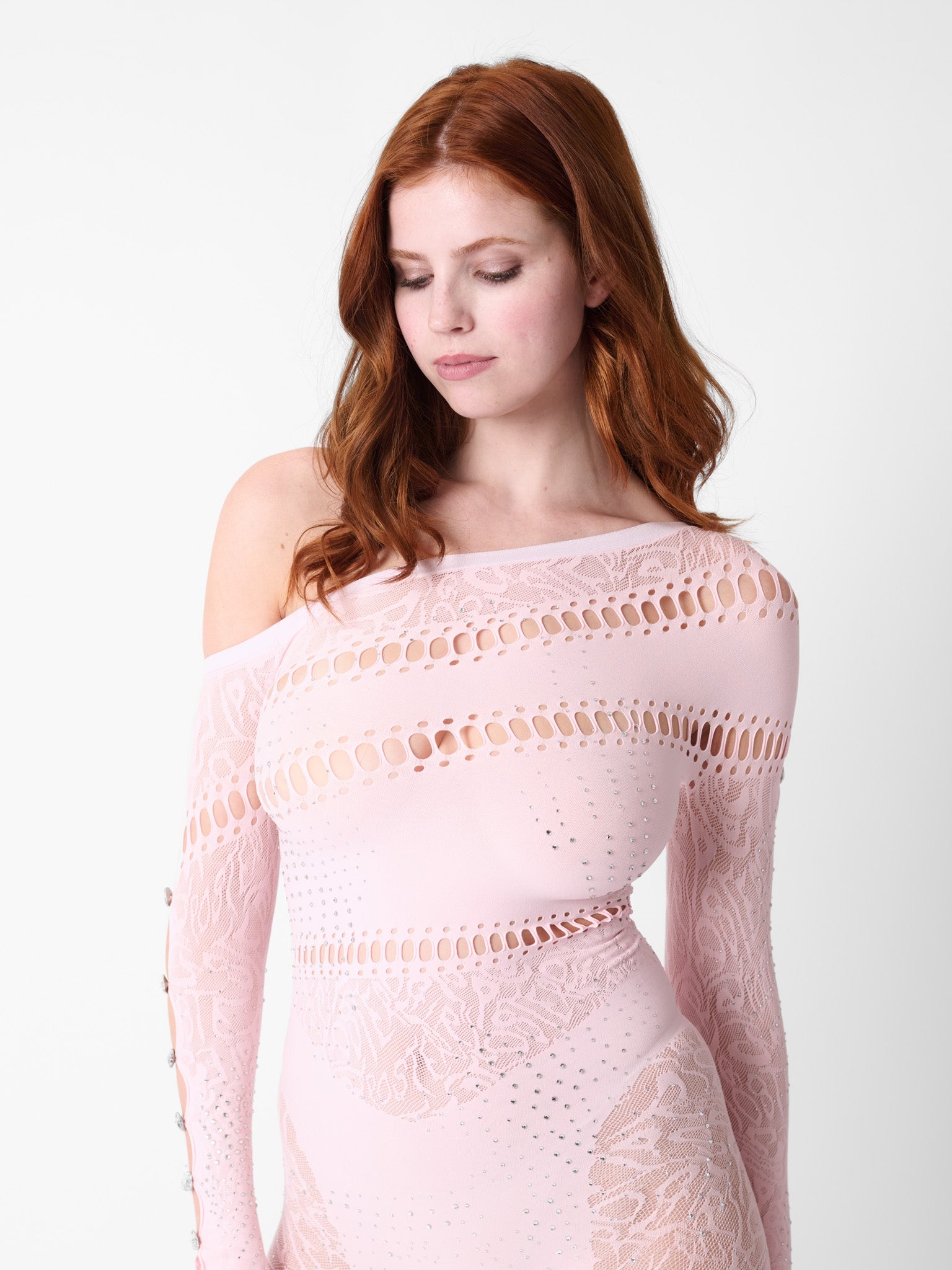 IVY RHINESTONE JUMPSUIT ROSE QUARTZ - 3