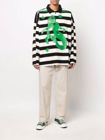 MSGM striped graphic-print polo shirt outlook