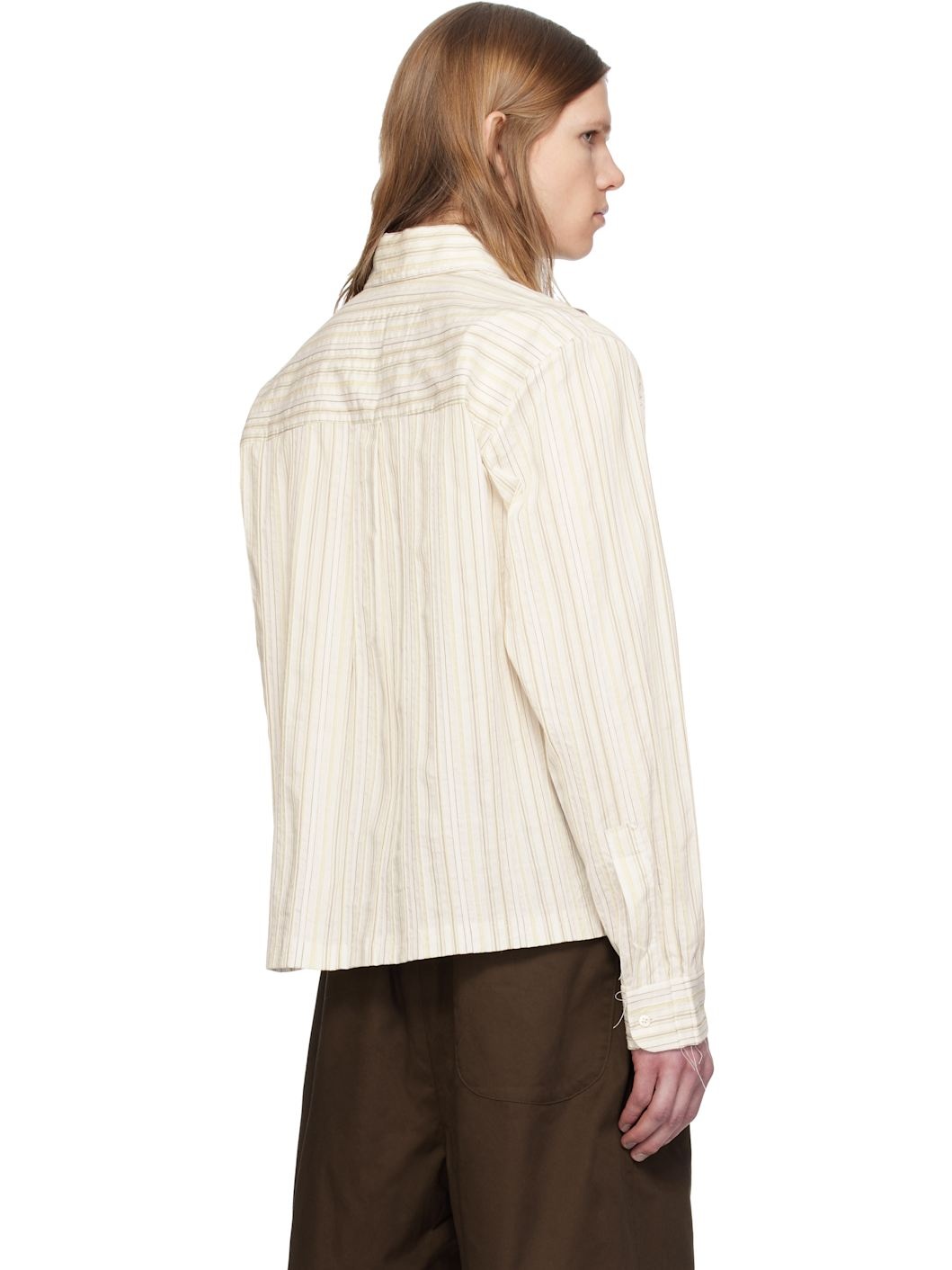 Beige & White Basic Shirt - 3