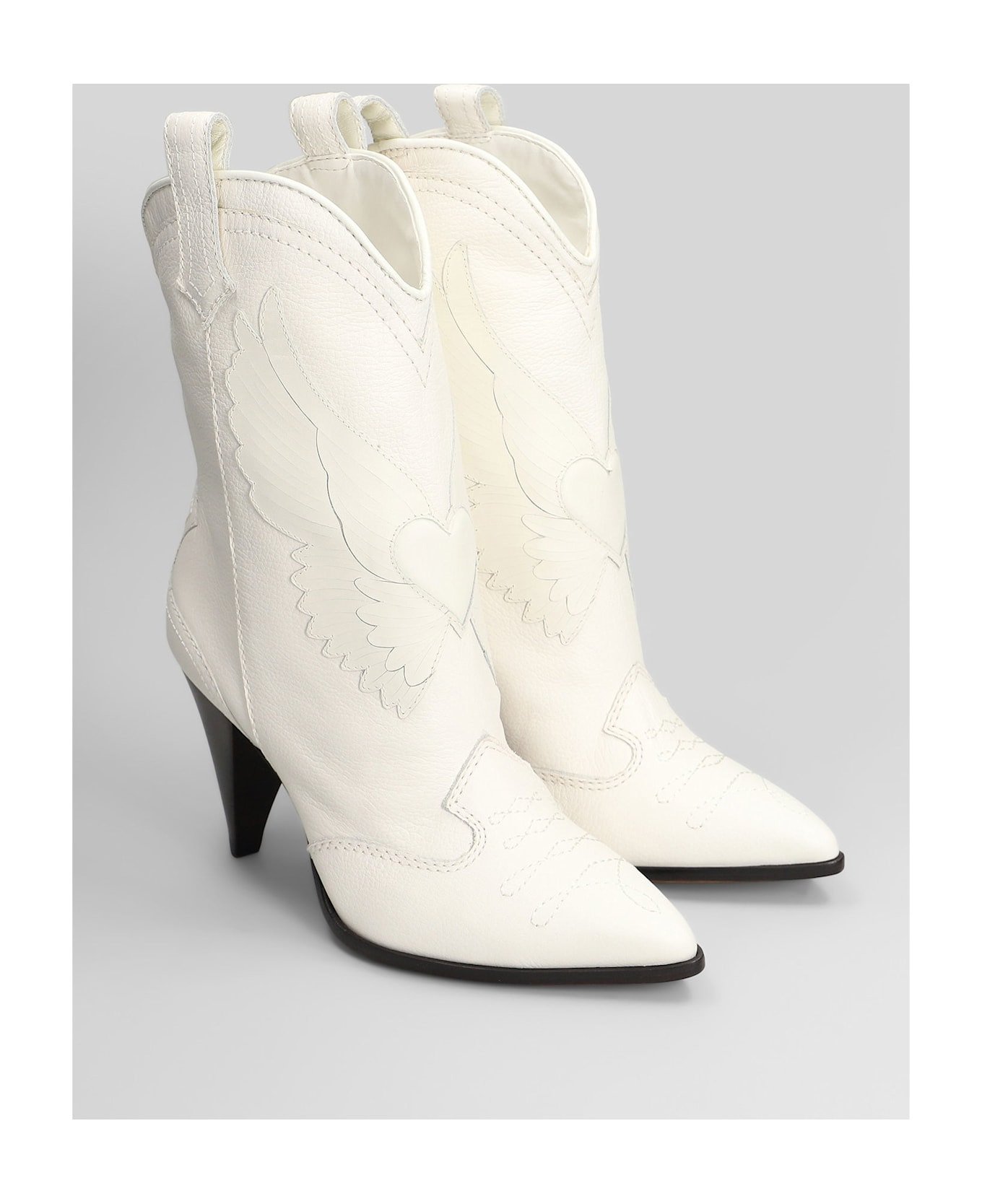 Cherub Texan Ankle Boots In White Leather - 2