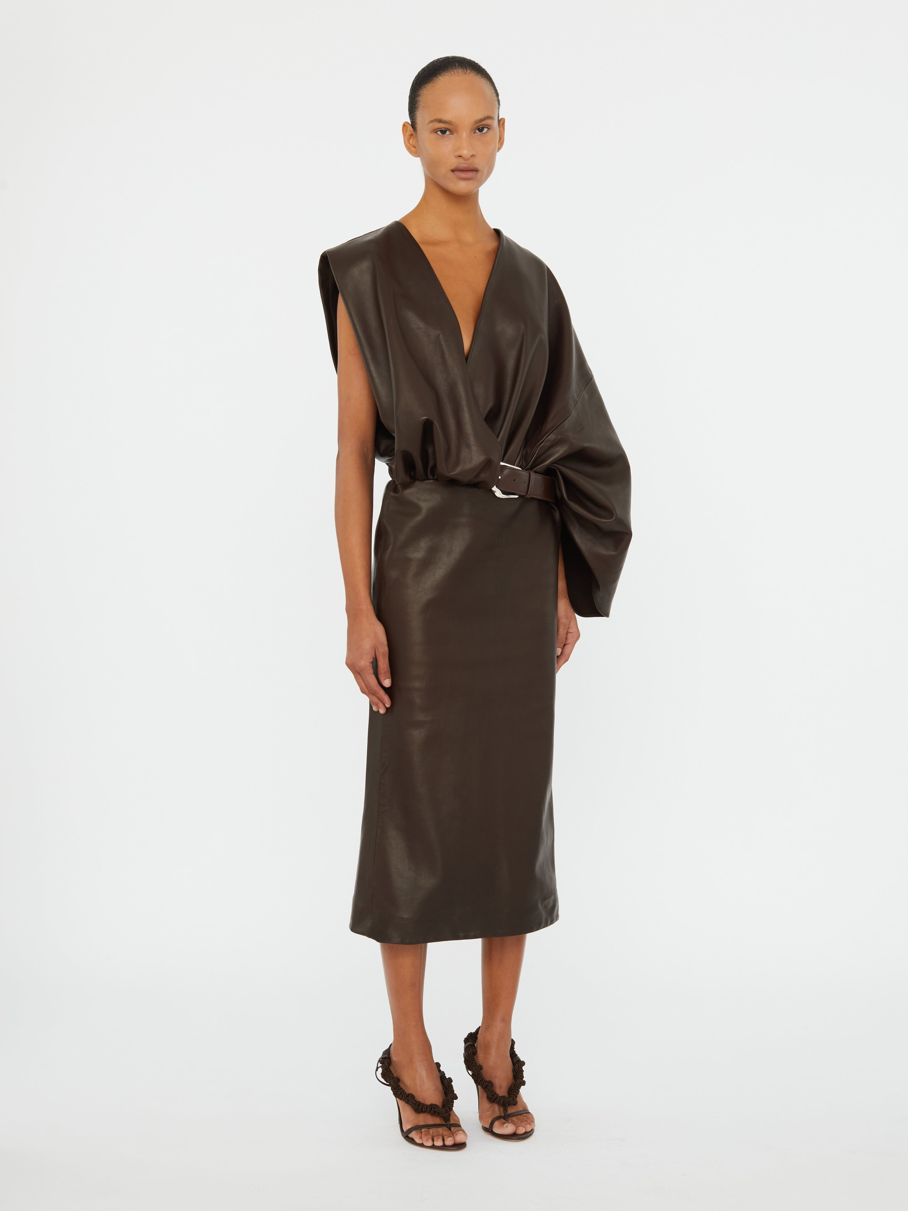 Swaddled Belted Leather Dress - 3