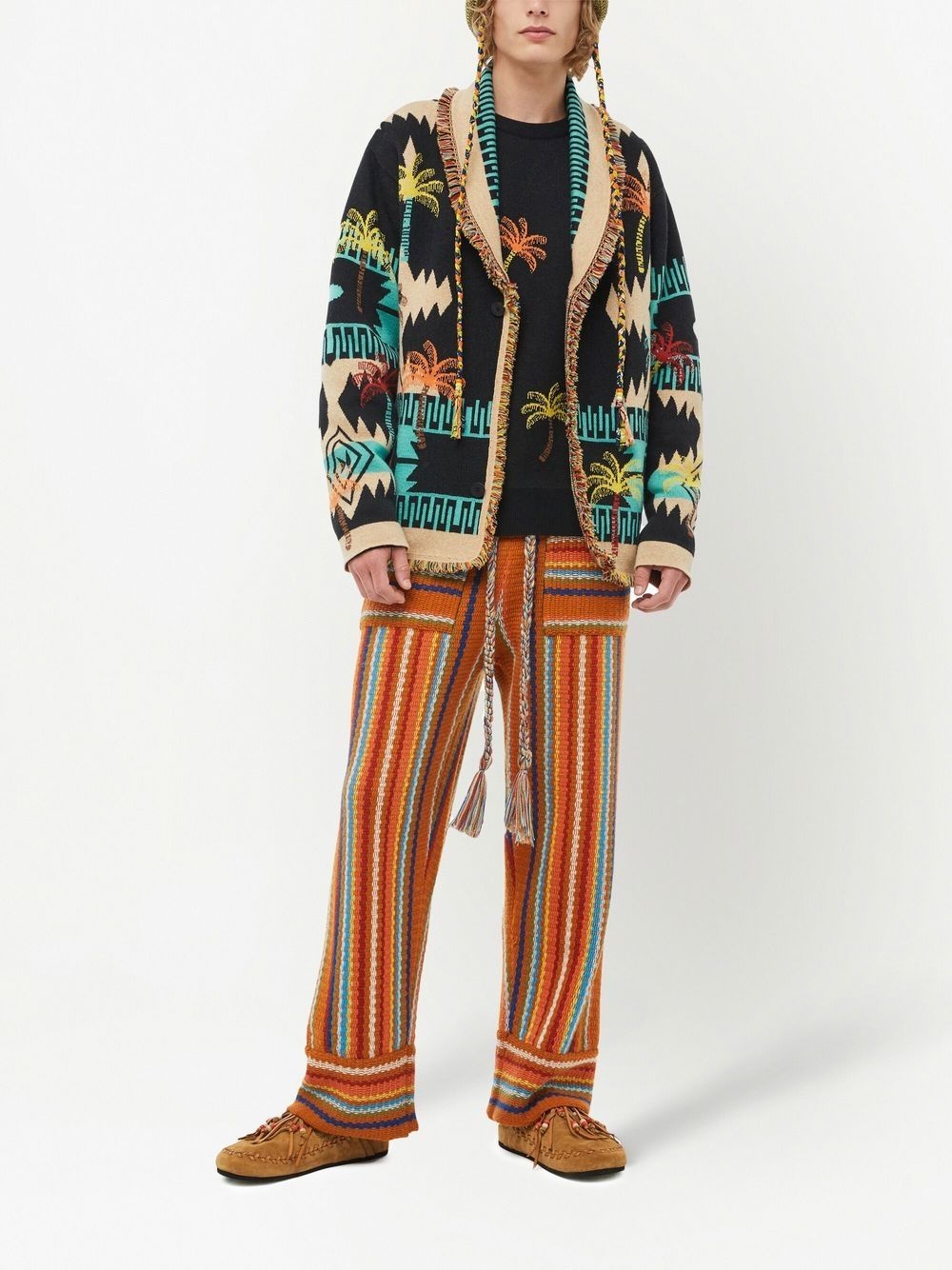 wool palm-tree jacquard cardigan - 2