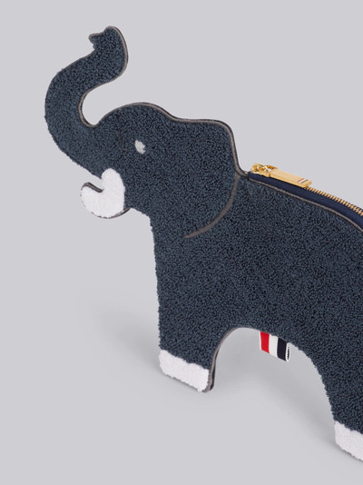 Thom Browne Navy Pebbled Calfskin Fluffy Elephant Zippered Holder outlook