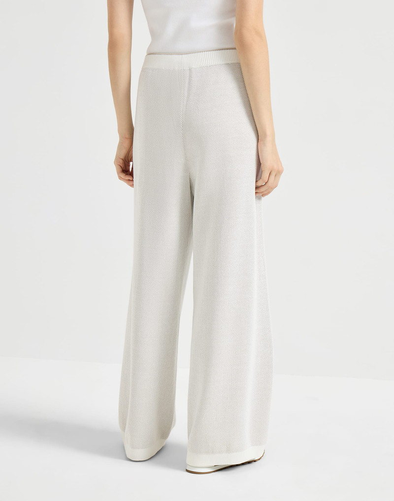Cotton honeycomb stitch jacquard knit trousers 3