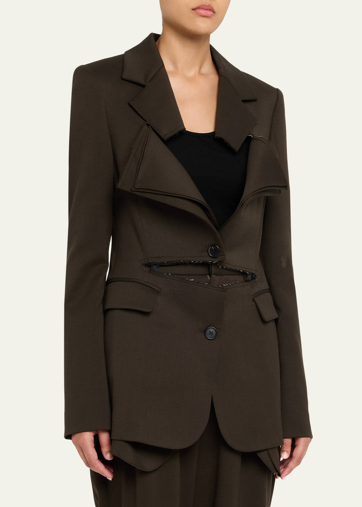 Slashed Single-Breasted Blazer Jacket - 4