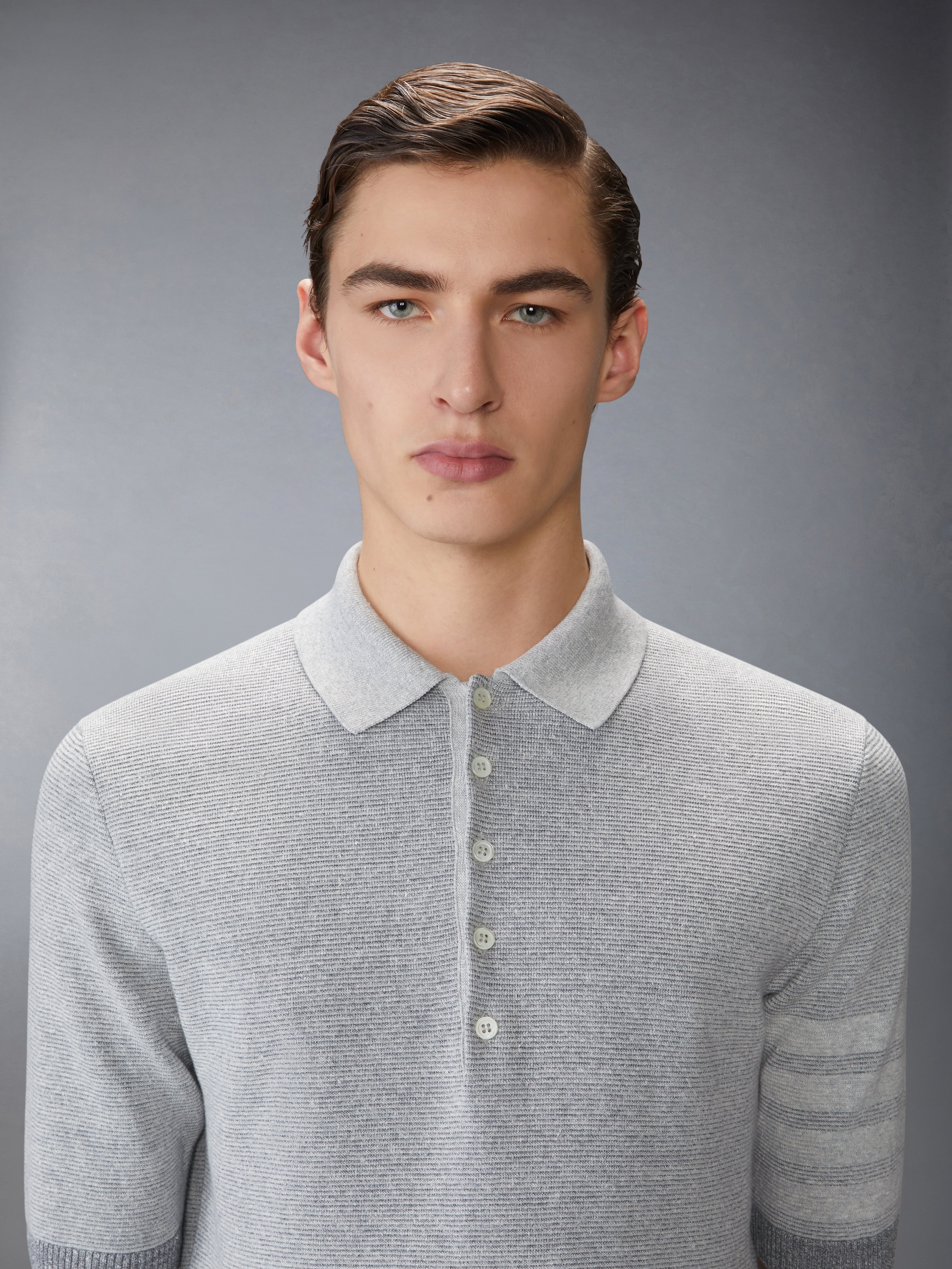 TEXTURED STRIPED STITCH 4-BAR RELAXED FIT POLO - 6
