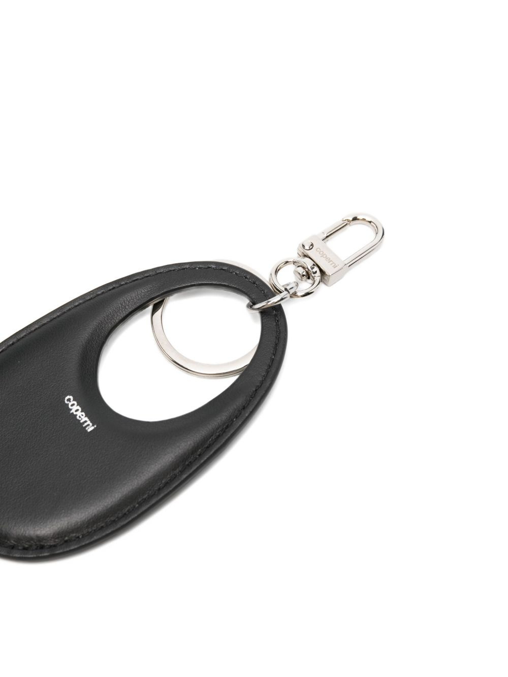 oval-shaped leather keyring - 2
