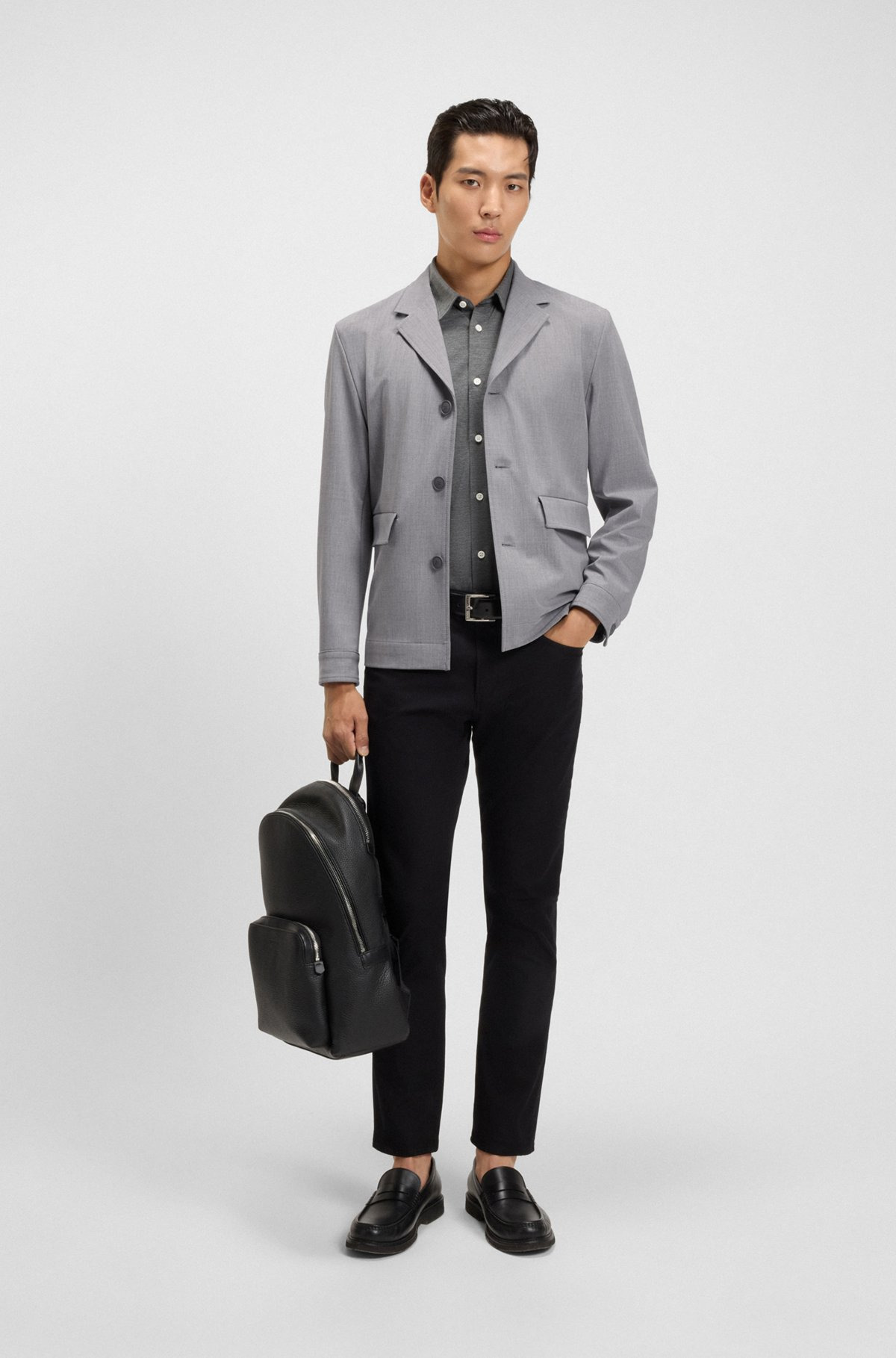 RELAXED-FIT JACKET IN BONDED STRETCH FABRIC - 3
