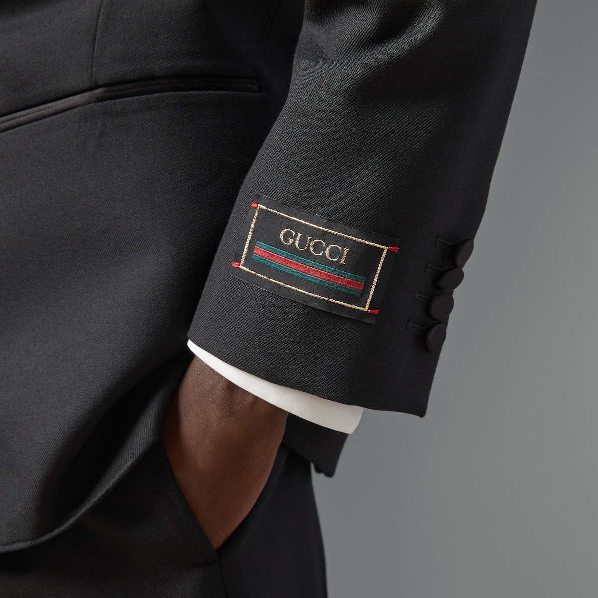 Wool twill jacket with Interlocking G - 3