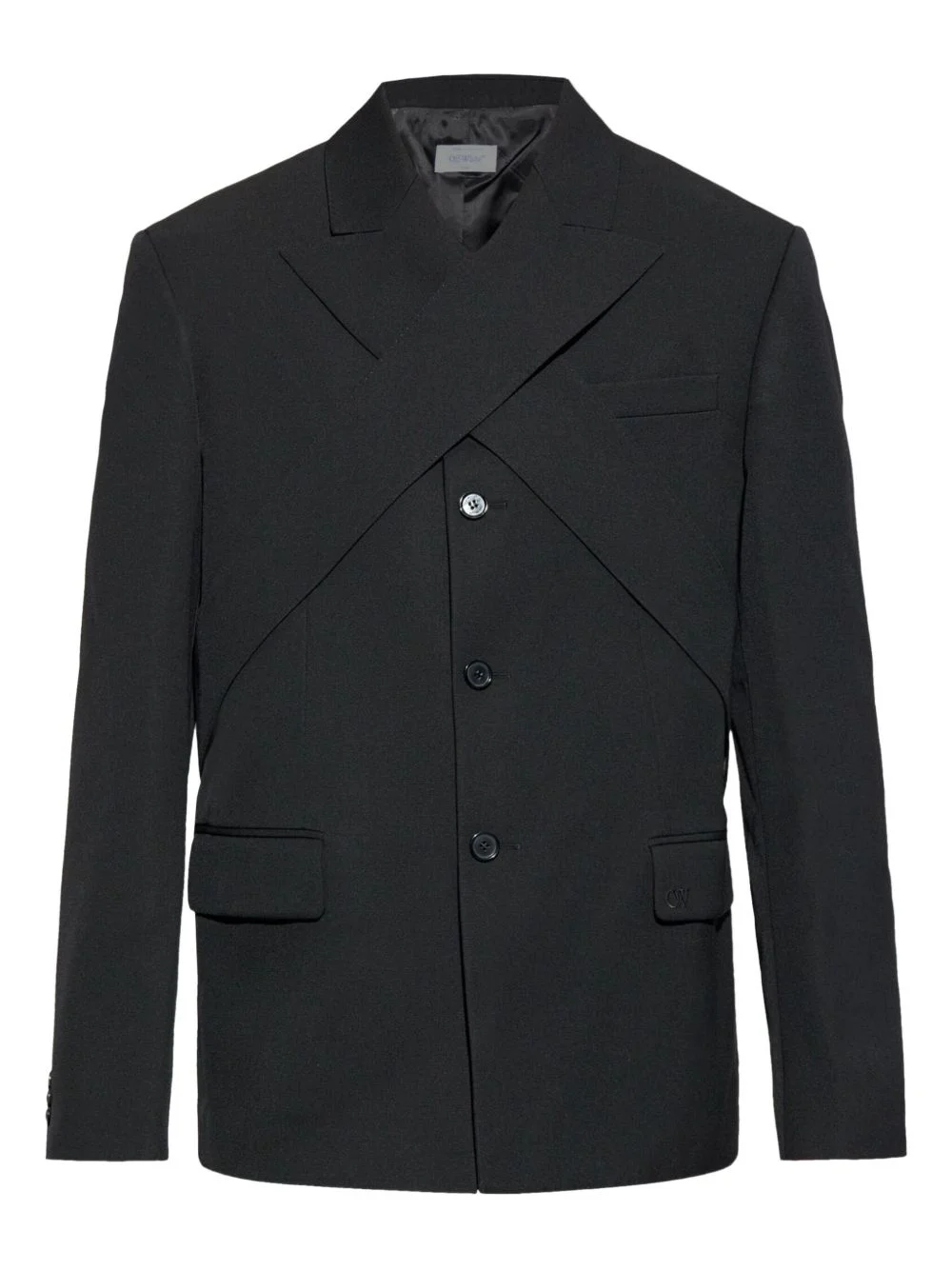 criss cross straps wool blazer - 1