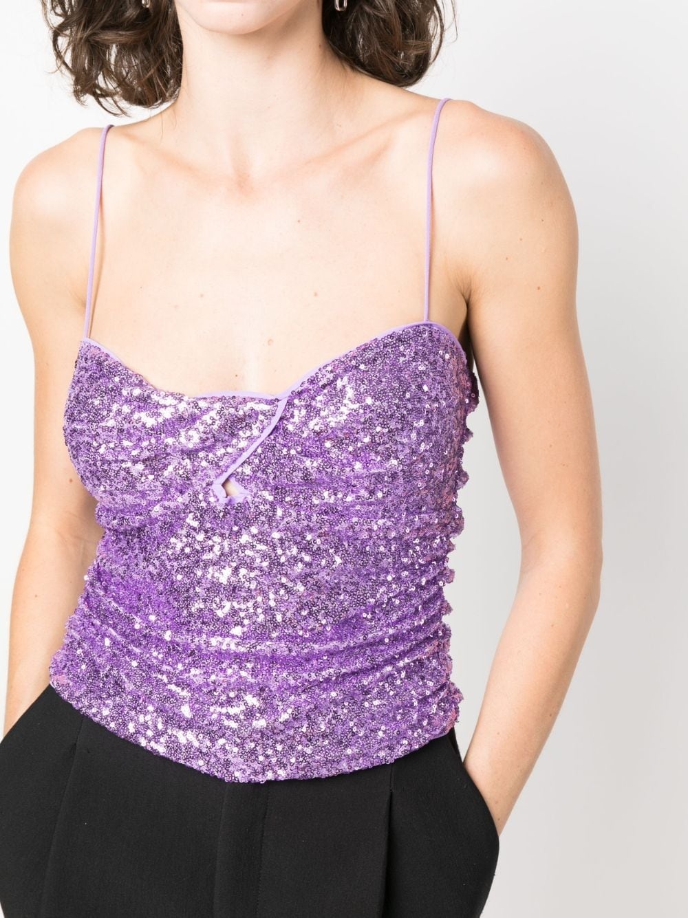 sequin-embellished spaghetti-strap top - 5