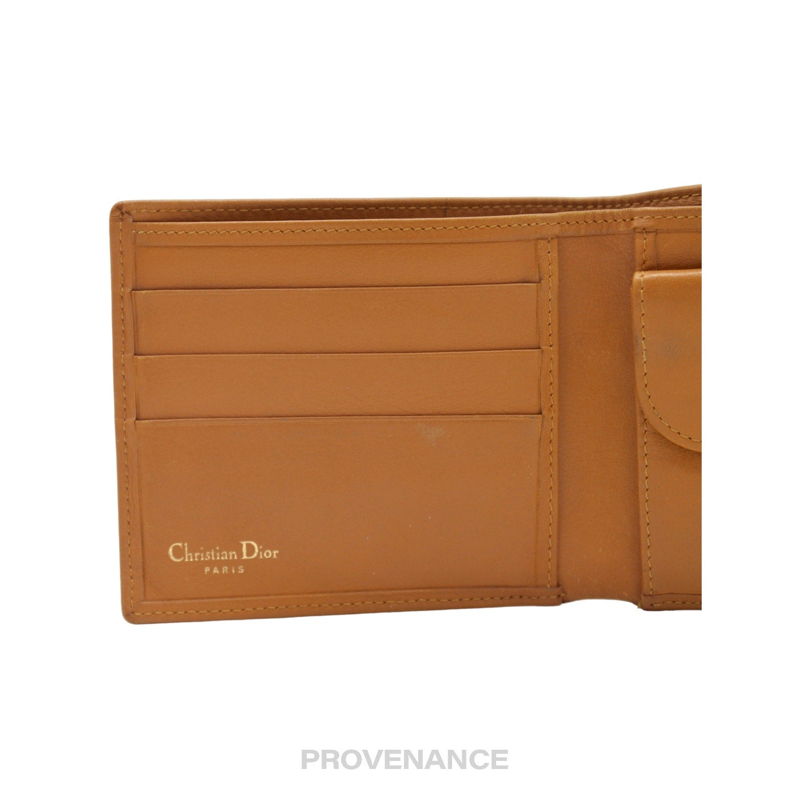 Christian Dior CD Bifold Wallet - Tan Leather - 6