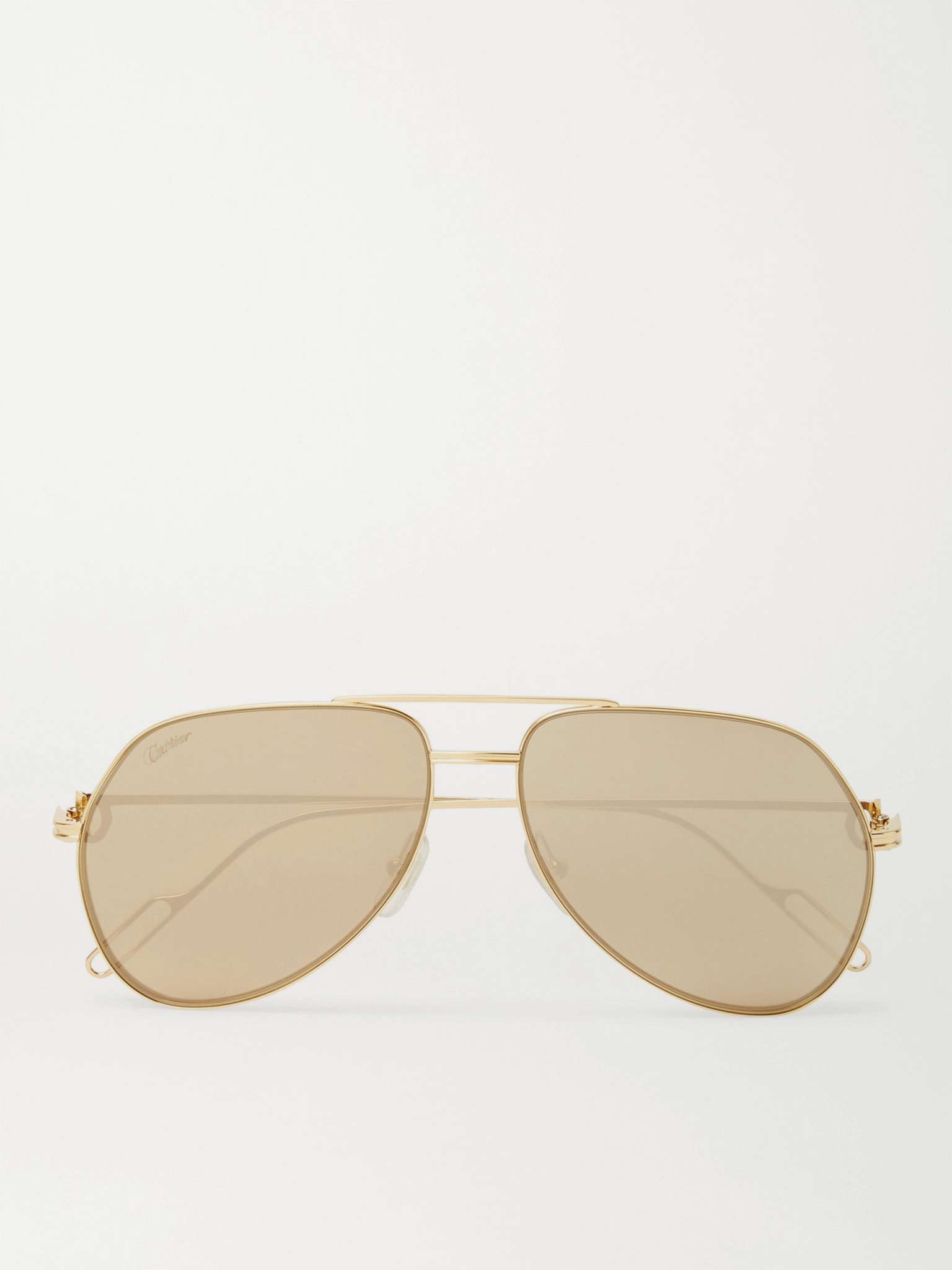 Aviator-Style Gold-Tone Mirrored Sunglasses - 1