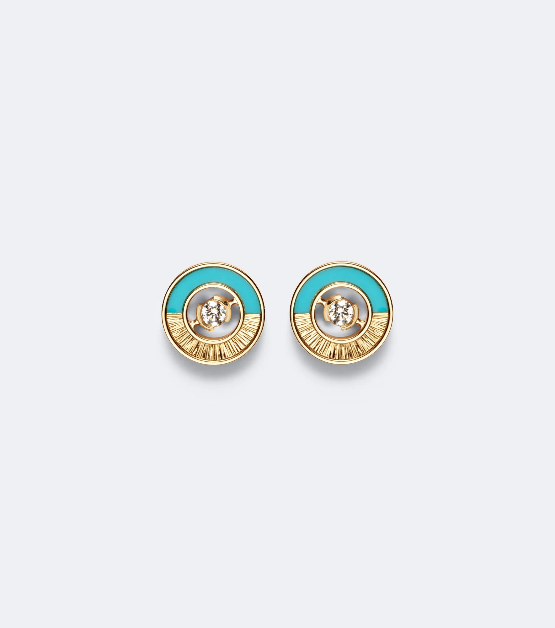 Possession Vibrant Palace 18kt rose gold earrings with turquoise and diamonds - 1