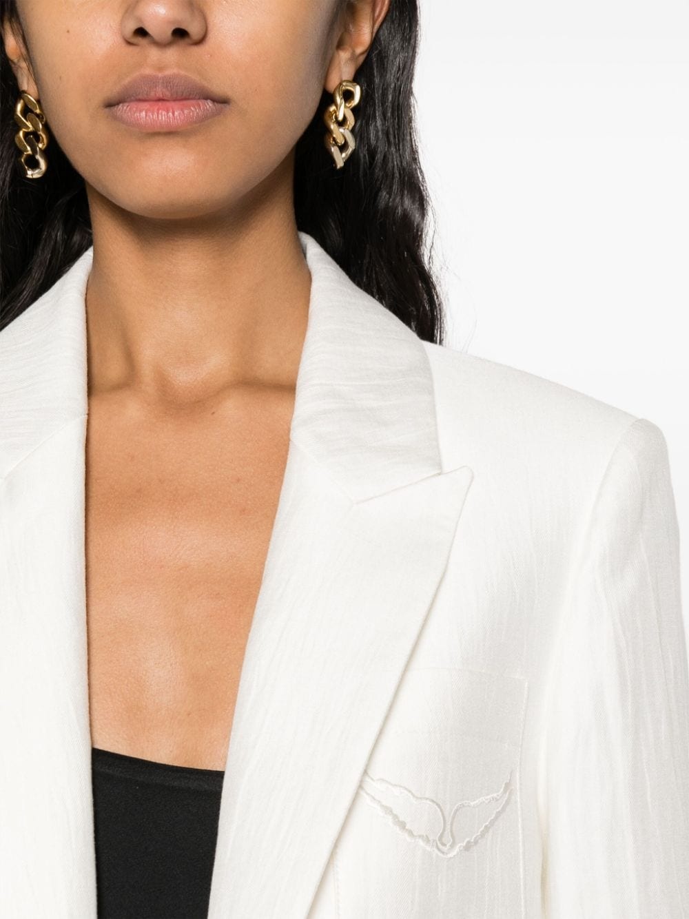 Vow single-breasted crinkled blazer - 5