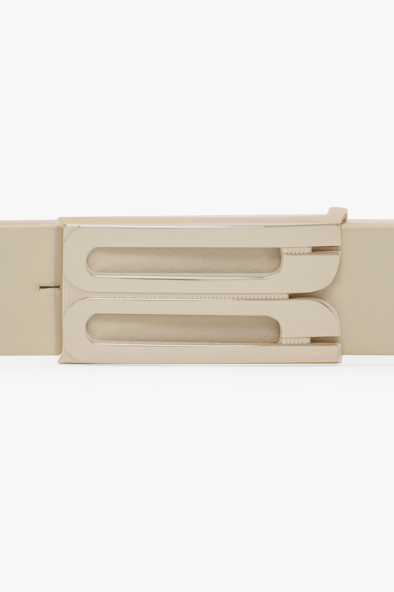 Tonal Micro Frame Belt In Ivory Smooth Leather - 3