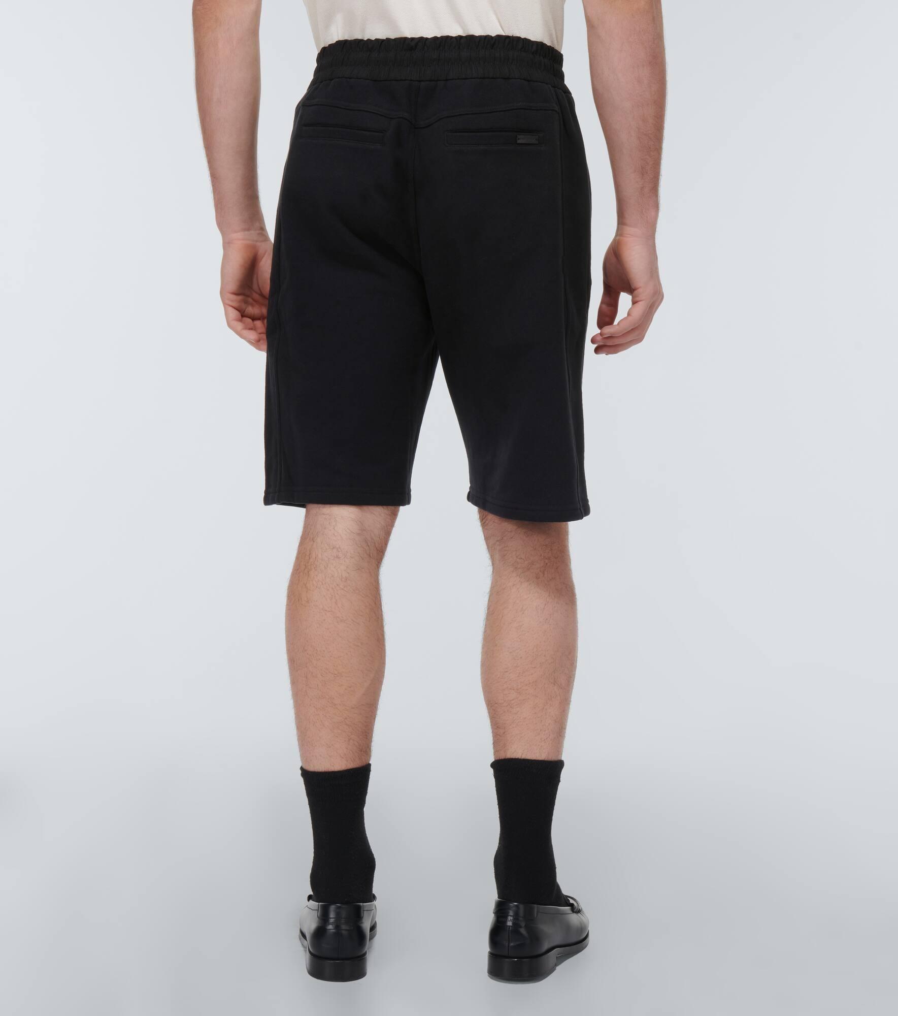 Embroidered cotton jersey track shorts - 4