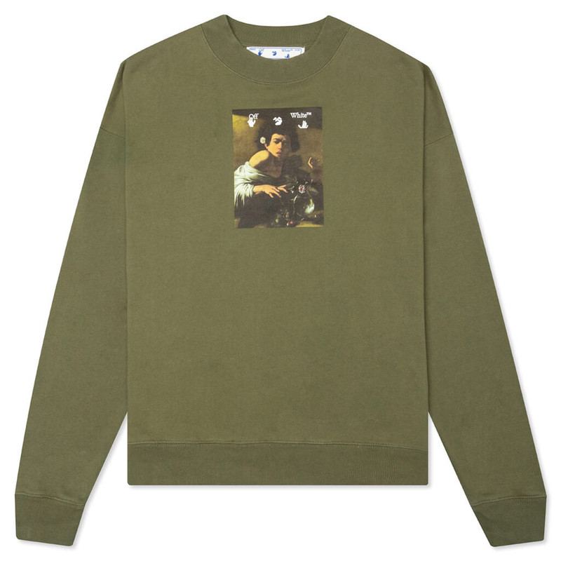 OFF-WHITE C/O VIRGIL ABLOH CARAVAGGIO BOY SKATE CREWNECK - GREEN/MULTI - 1