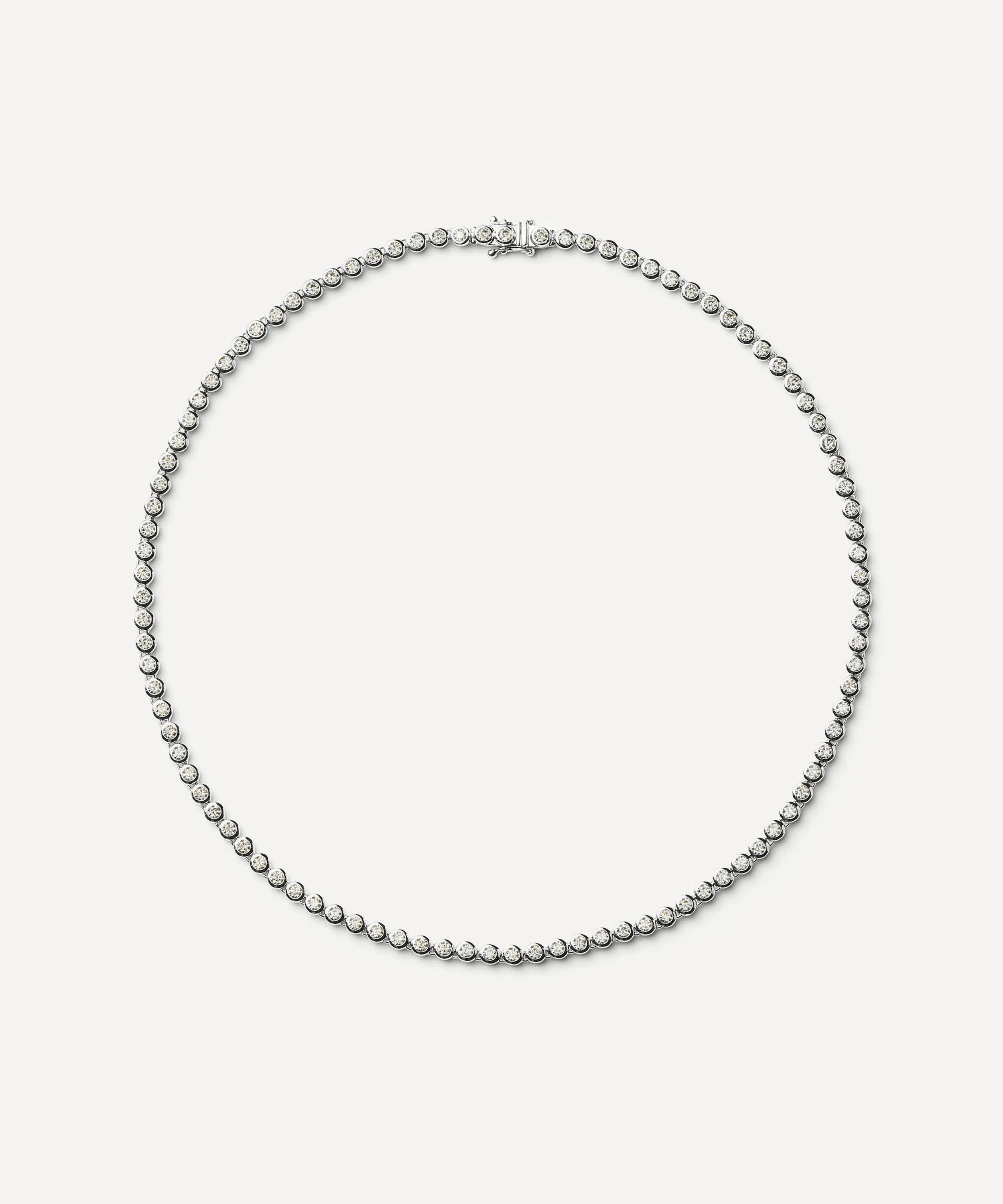 Rhodium-Plated Tennis Round Necklace - 1