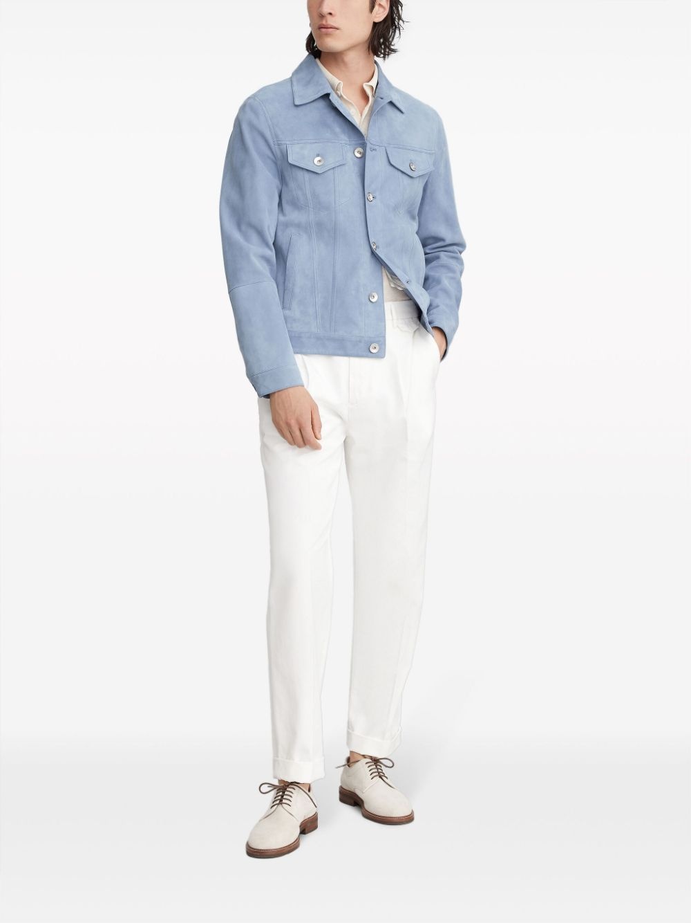 ribbed-collar slub-texture polo shirt - 2