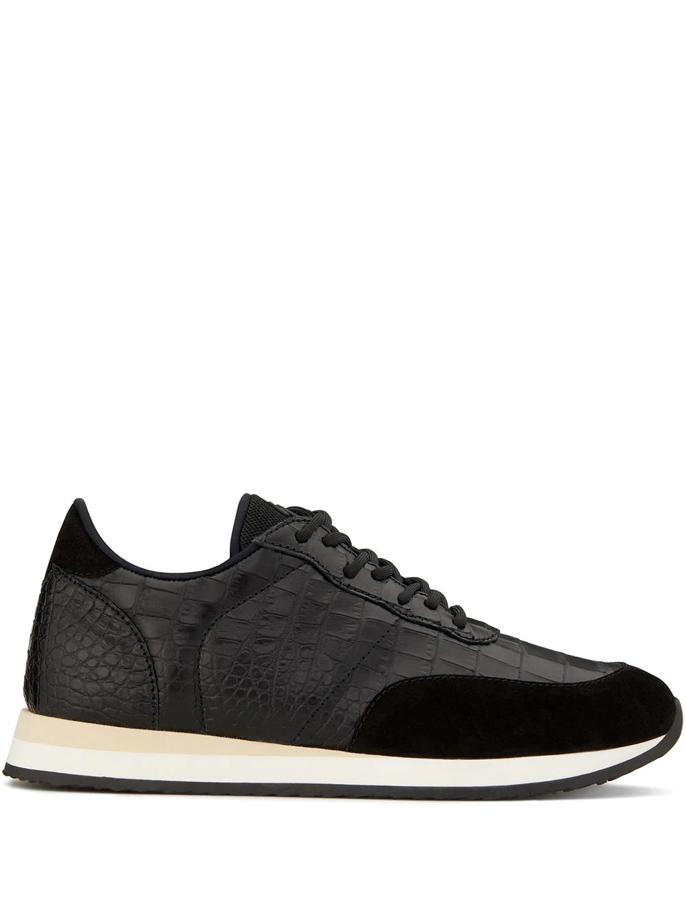 low top panelled sneakers - 1