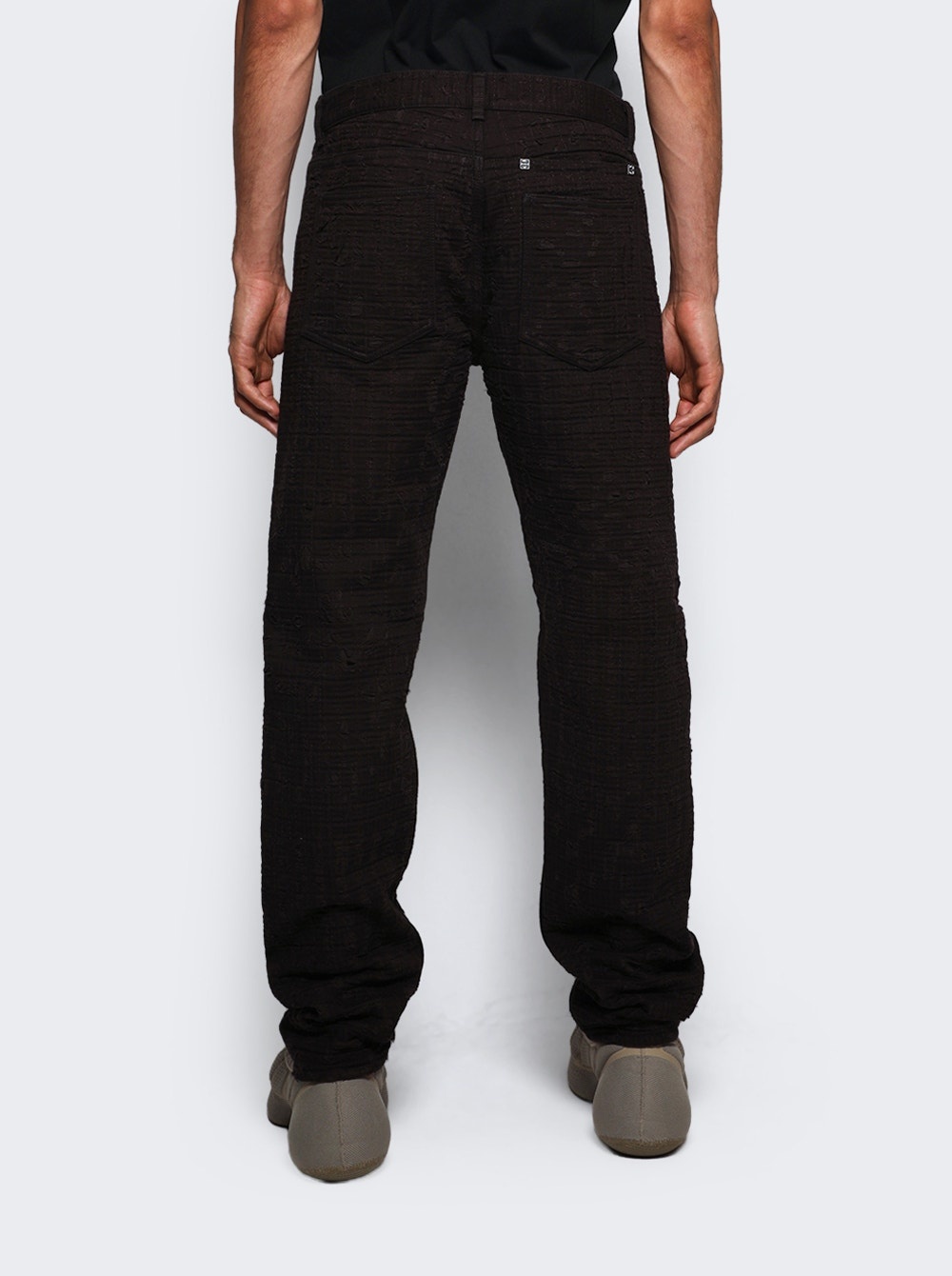 Zipped Slim Fit Denim Trousers Dark Brown - 5