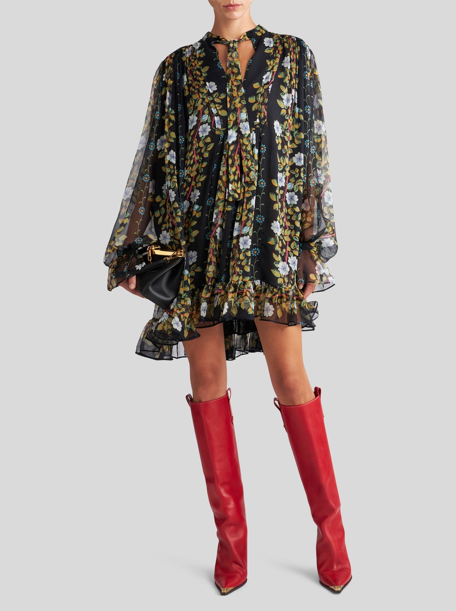 SILK KAFTAN DRESS WITH FLORAL PRINT - 2
