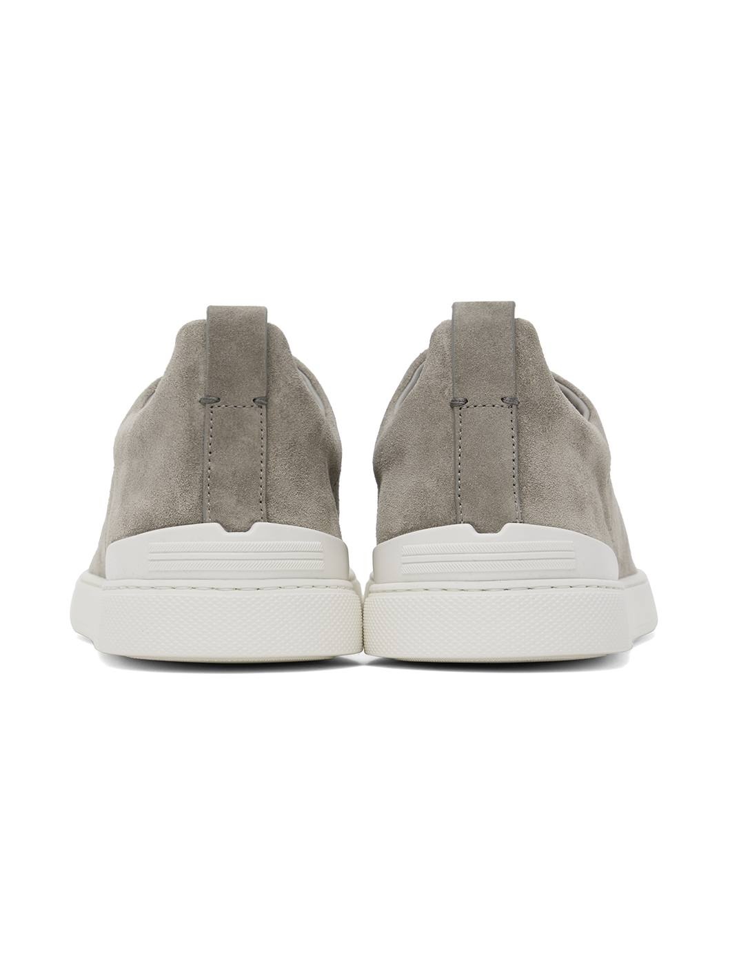 Gray Suede Triple Stitch Sneakers - 2