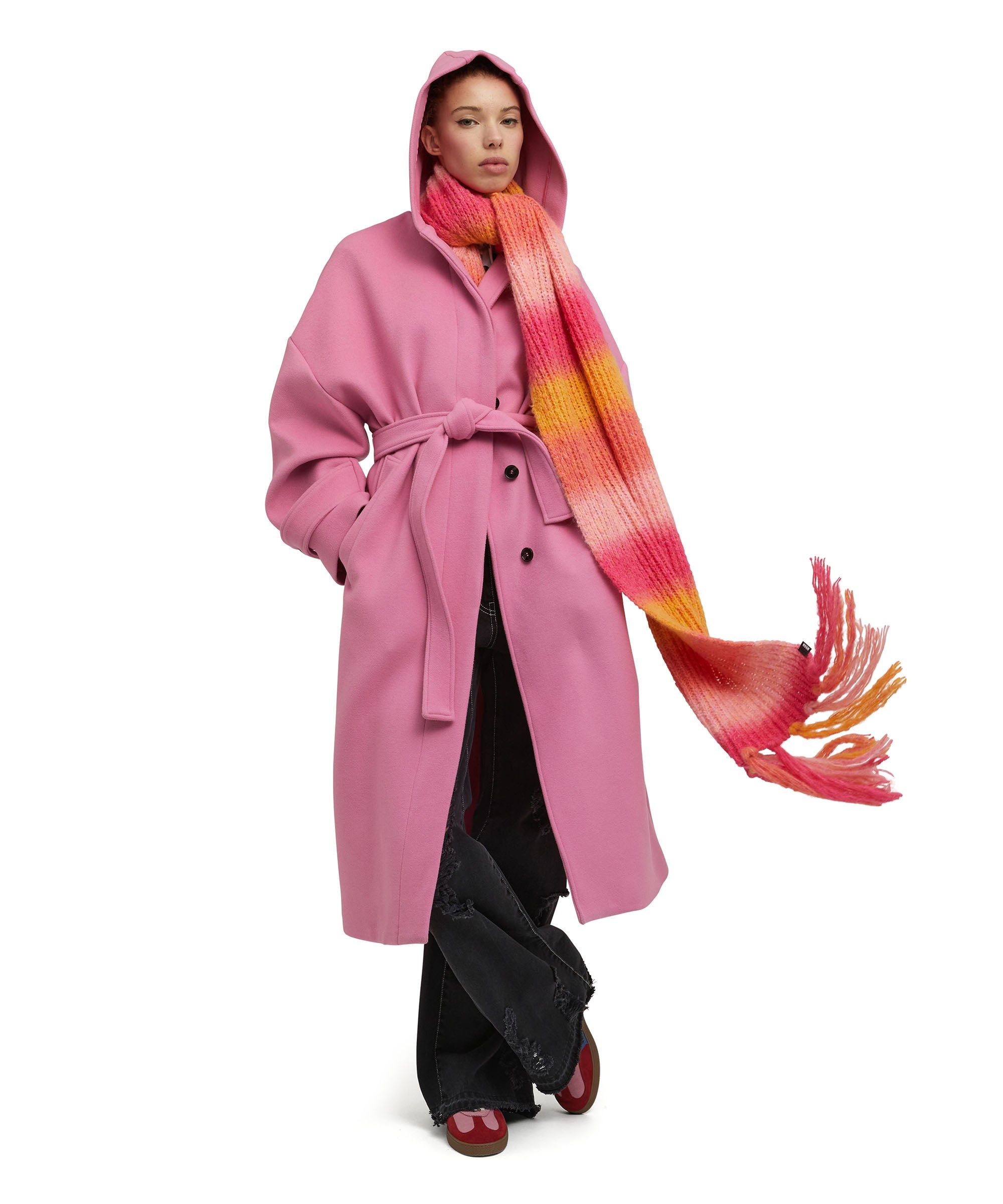 Blended virgin wool coat with "Wool Felt" belt - 5