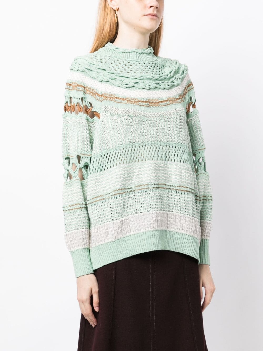 open-knit high-neck sweatshirt - 3