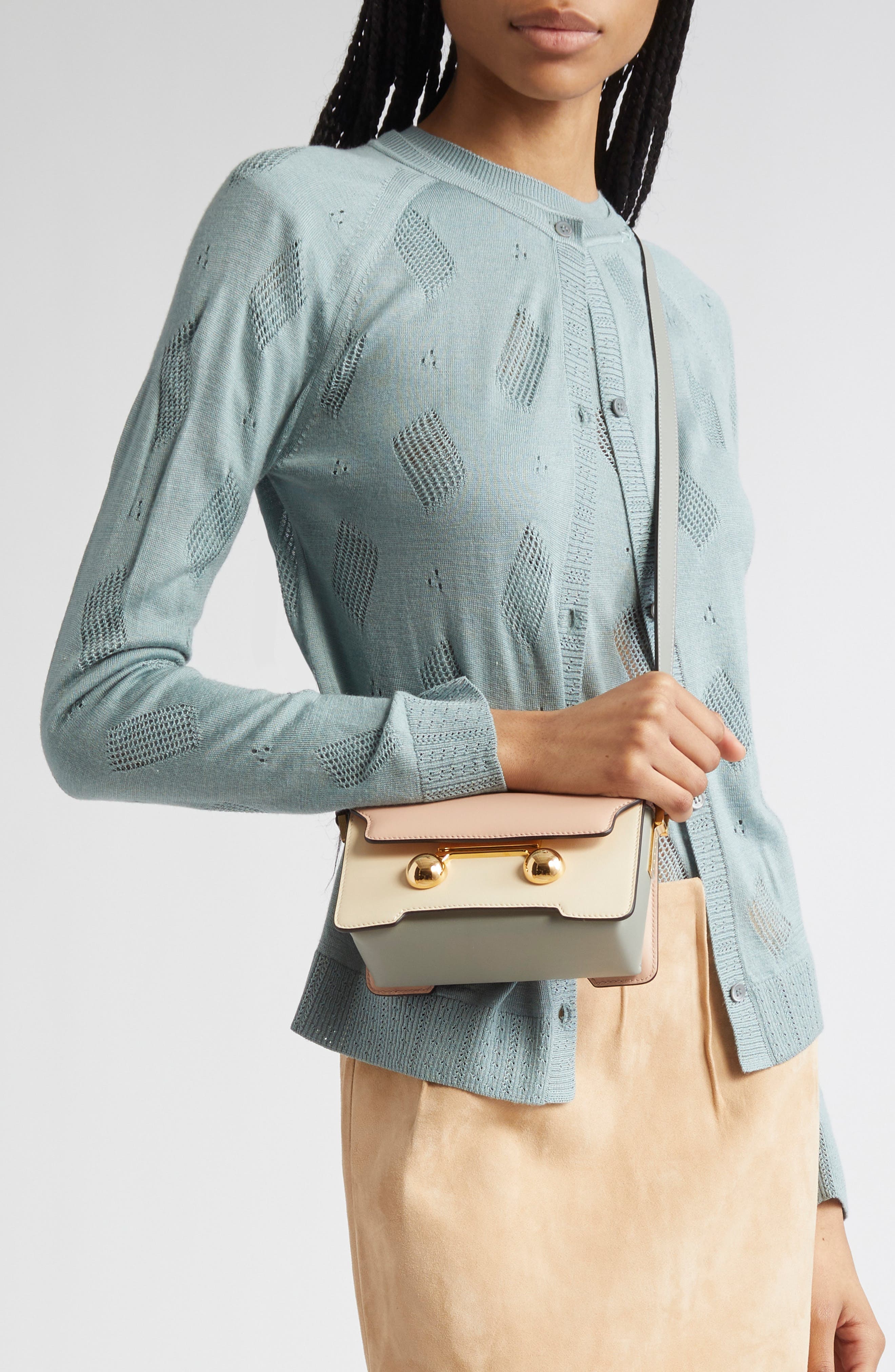 Marni Mini Trunkaroo Colorblock Leather Shoulder Bag in Camelia/shell/storm at Nordstrom - 2