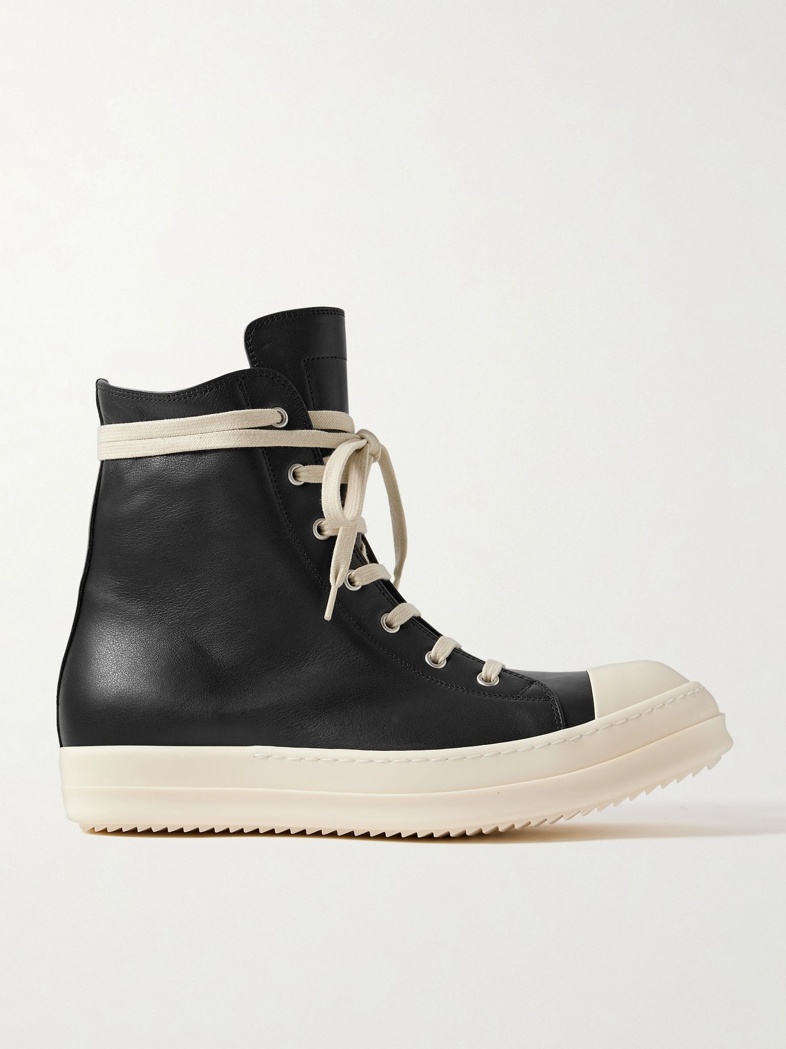 Leather High-Top Sneakers Black - 1