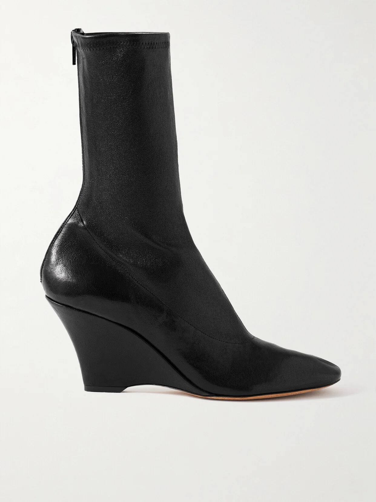 Leather Wedge Ankle Boots - 1