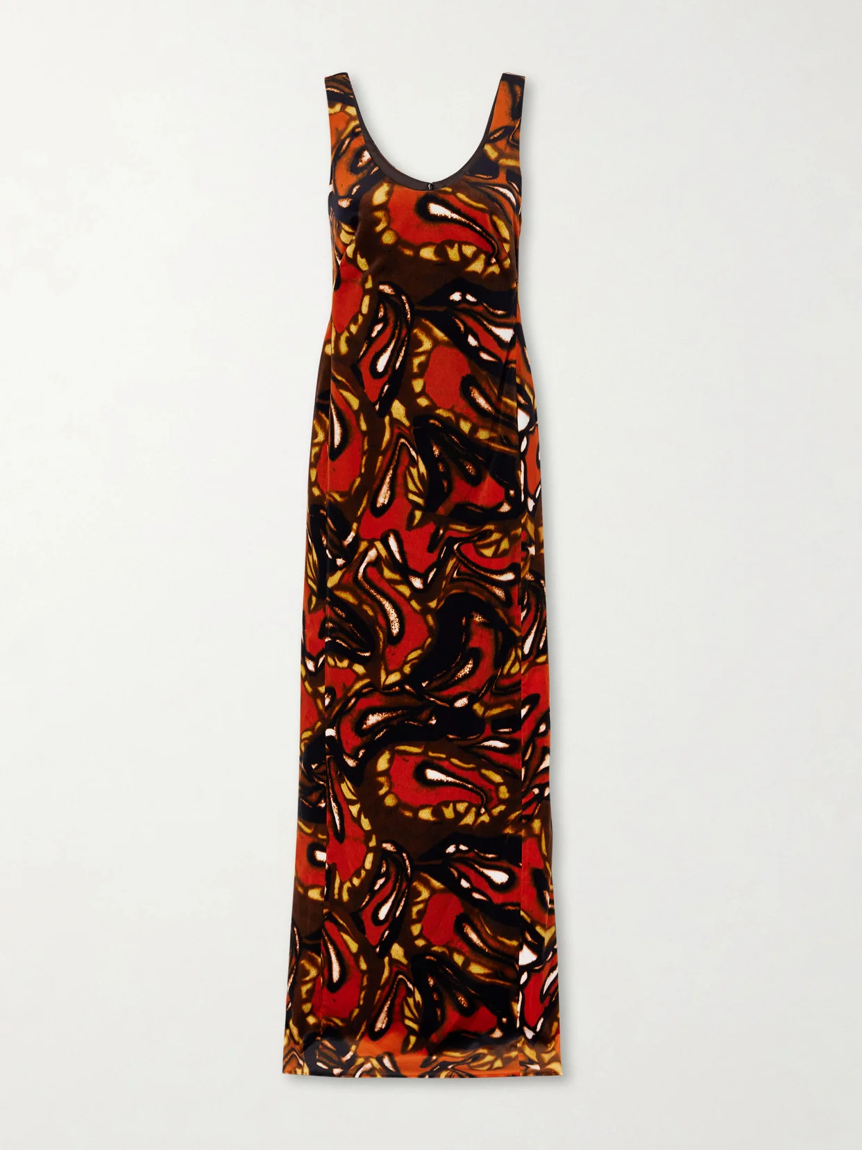 Printed Cotton-blend Velvet Maxi Dress - 1