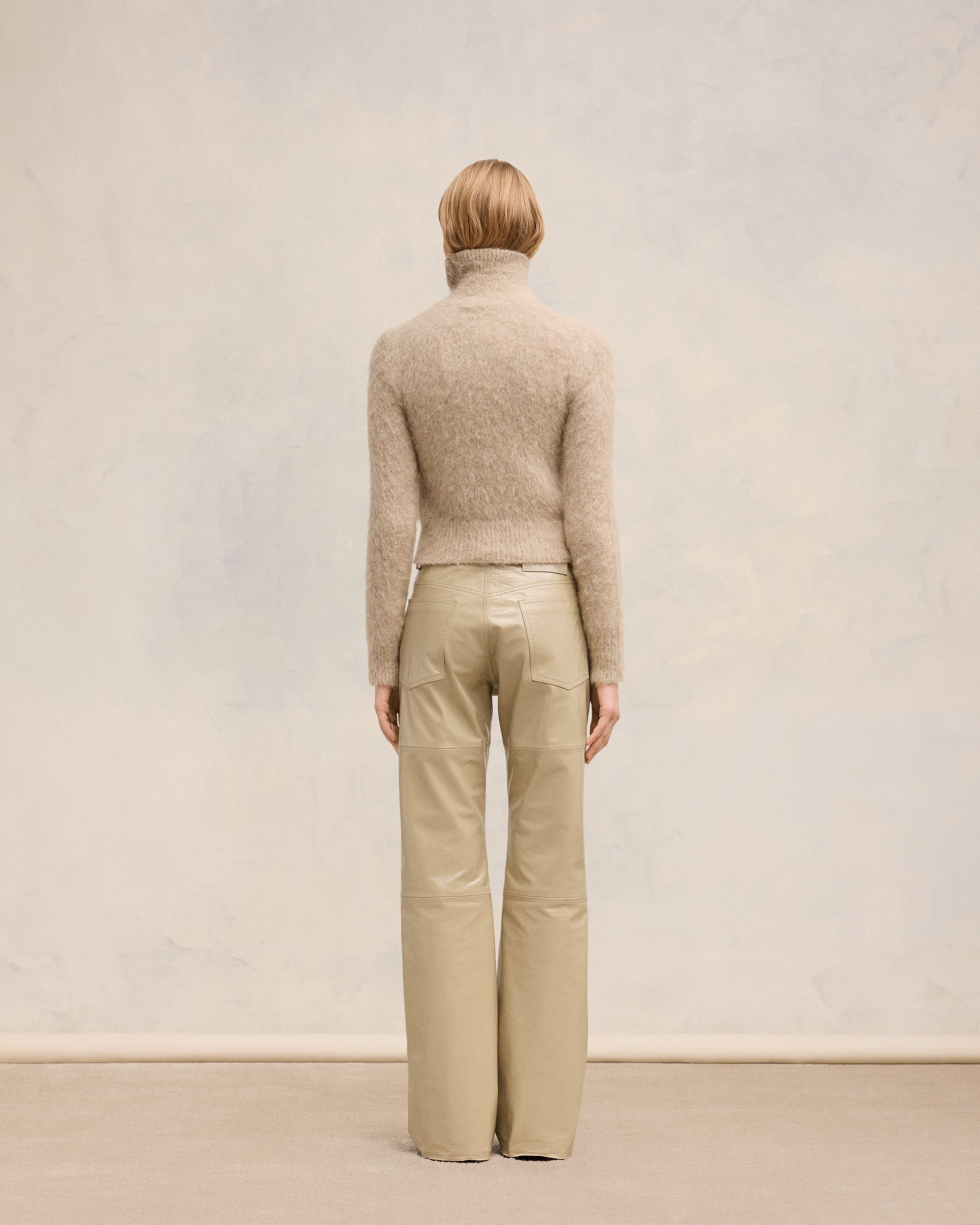 LEATHER STRAIGHT FIT TROUSERS - 4