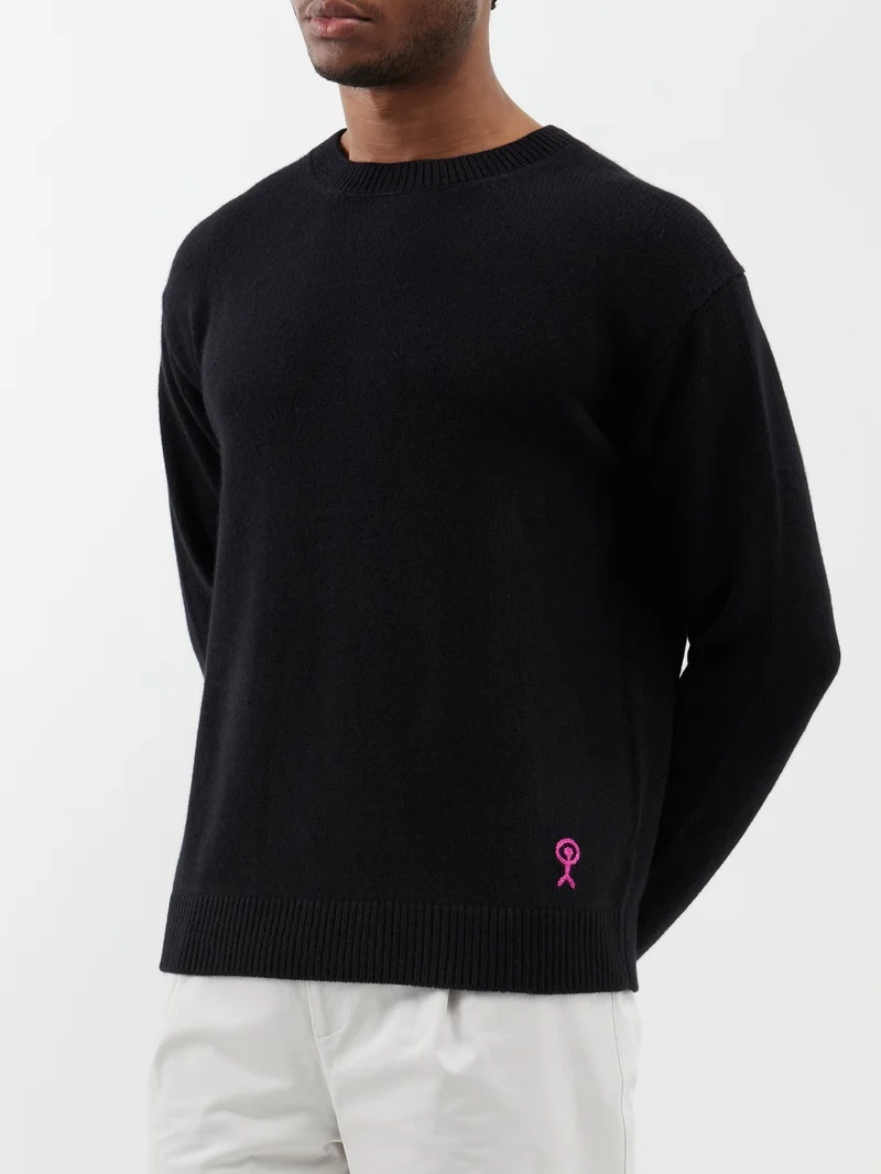 Logo-embroidered cashmere crew-neck sweater - 1