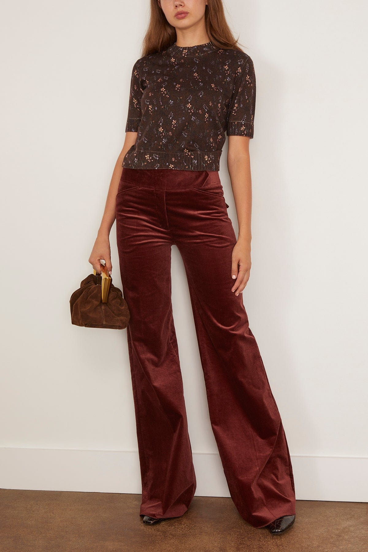 Delicate Statement Pullover in Winter Blossom Dark Brown - 2