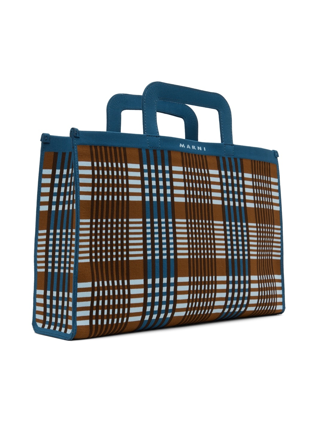 Blue & Brown Knit Briefcase - 2