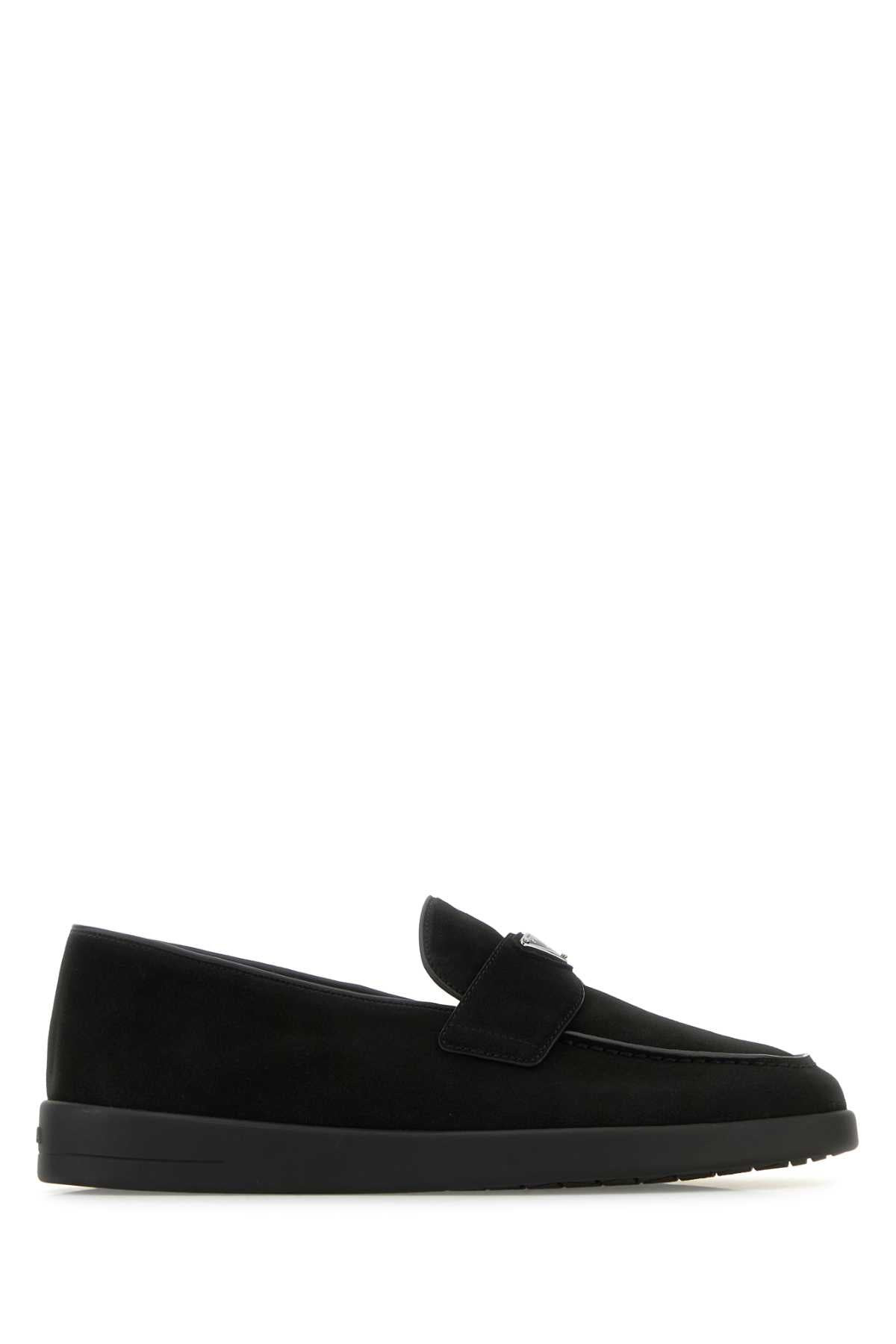 Prada Men Black Suede Loafers - 1