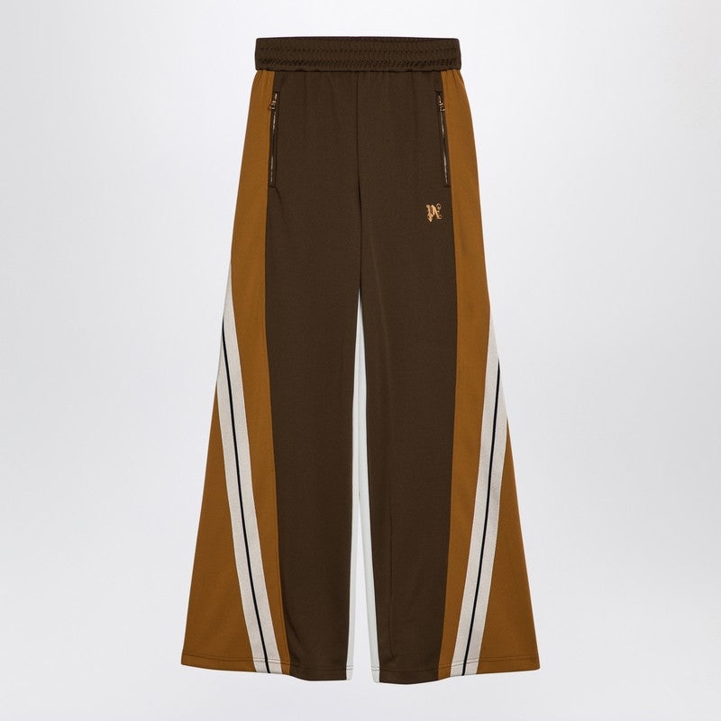 BROWN/OCHRE COLOUR-BLOCK WIDE TROUSERS - 1