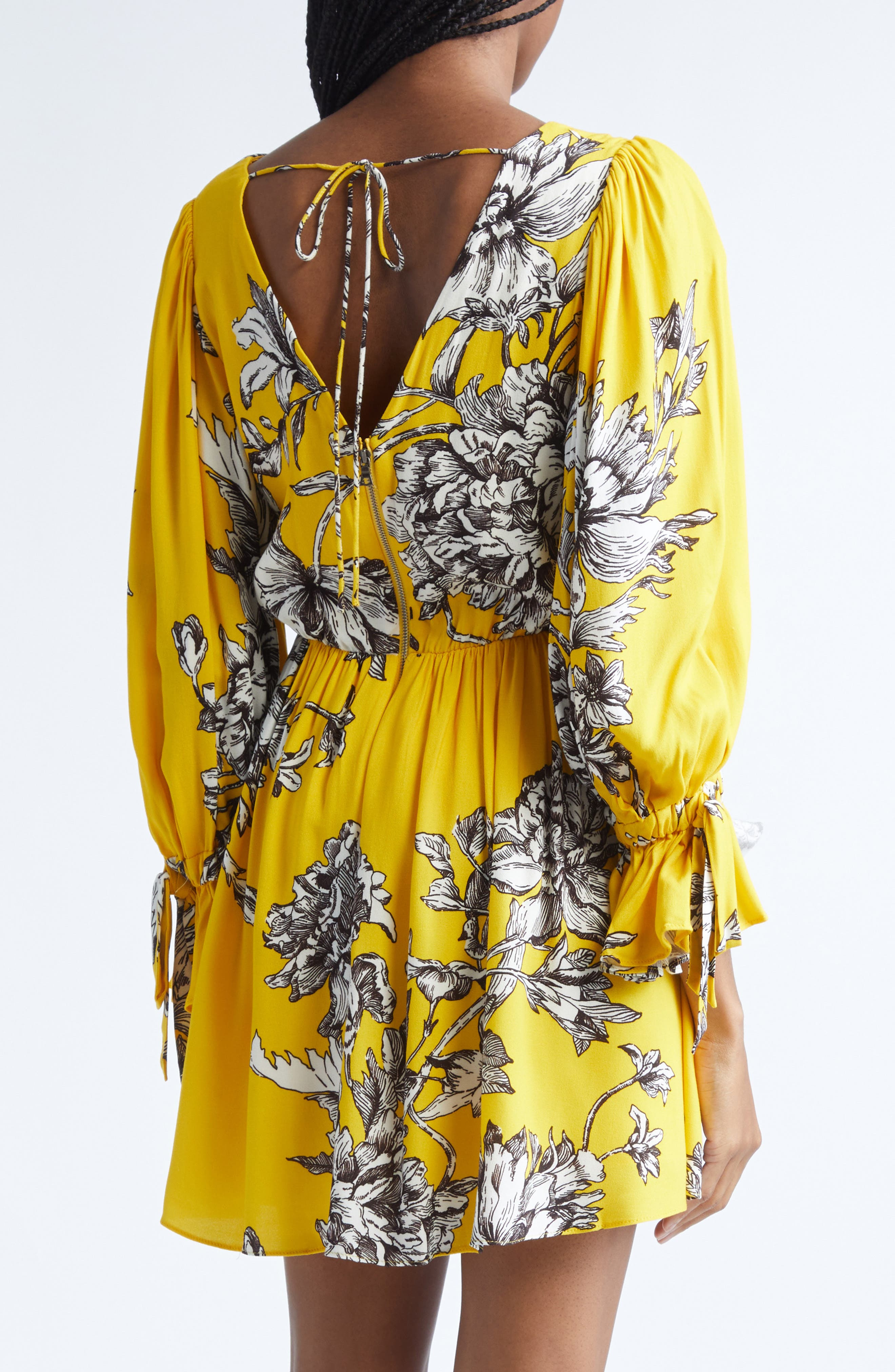 Alice + Olivia Clarissa Floral Long Sleeve Minidress in Blooming Wild Golden Hour at Nordstrom - 4