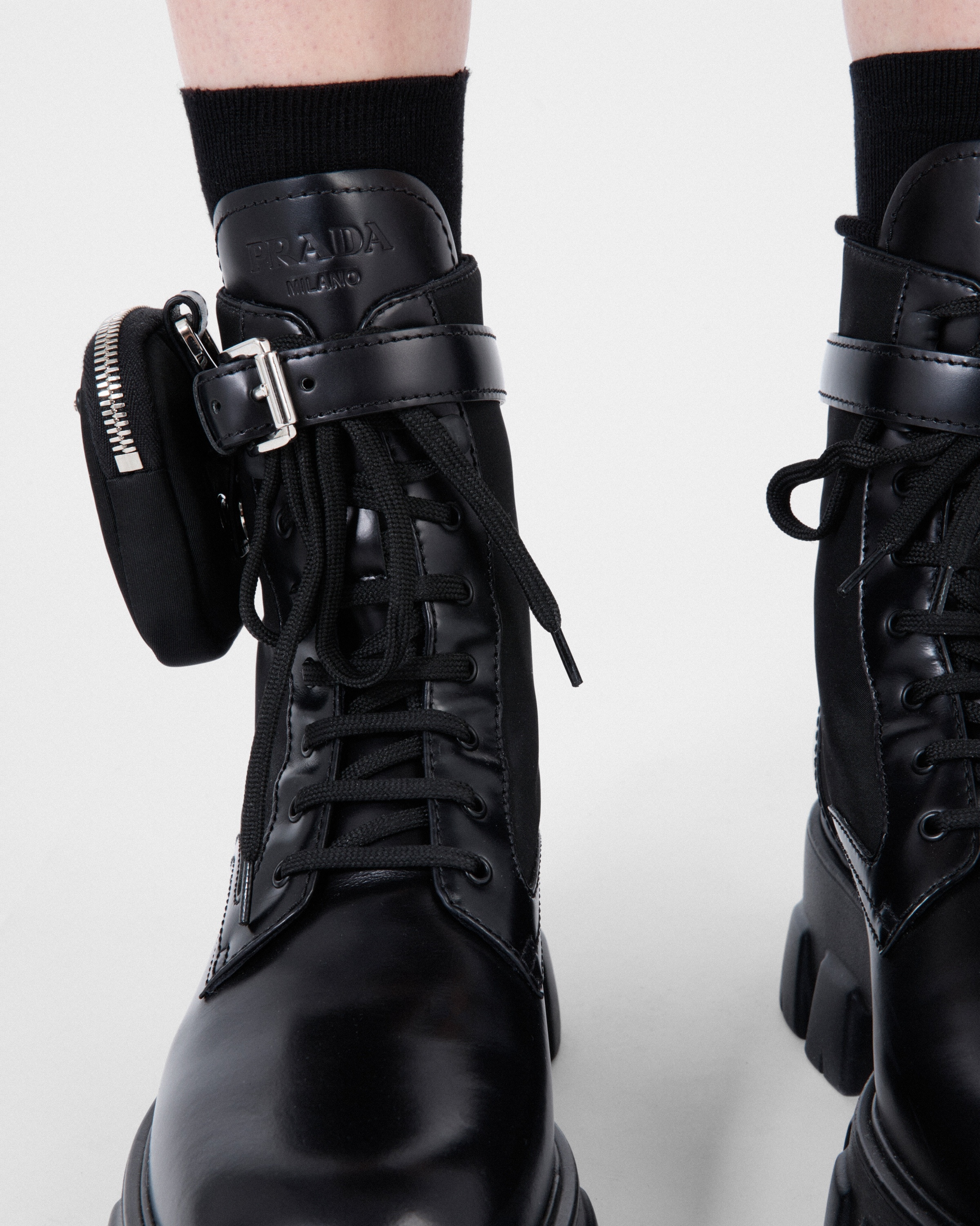 Monolith leather and Re-Nylon combat boots with pouch - 7