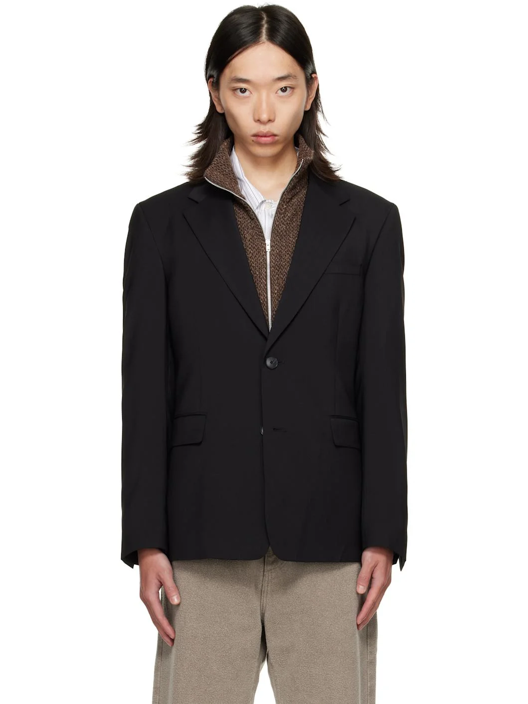 Black Single Breasted Blazer - 1