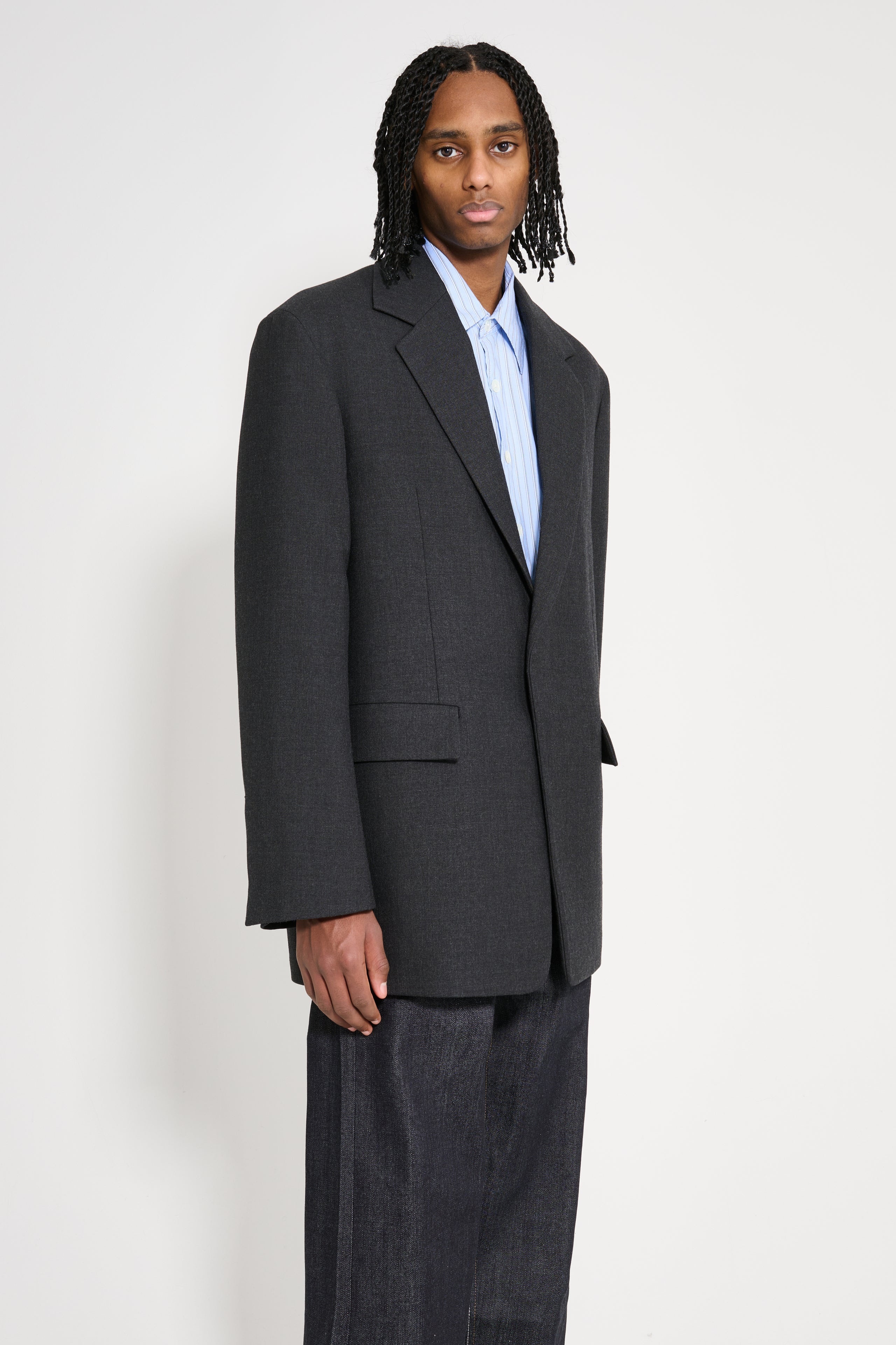 JIL SANDER PADDED SUIT JACKET CHARCOAL - 3