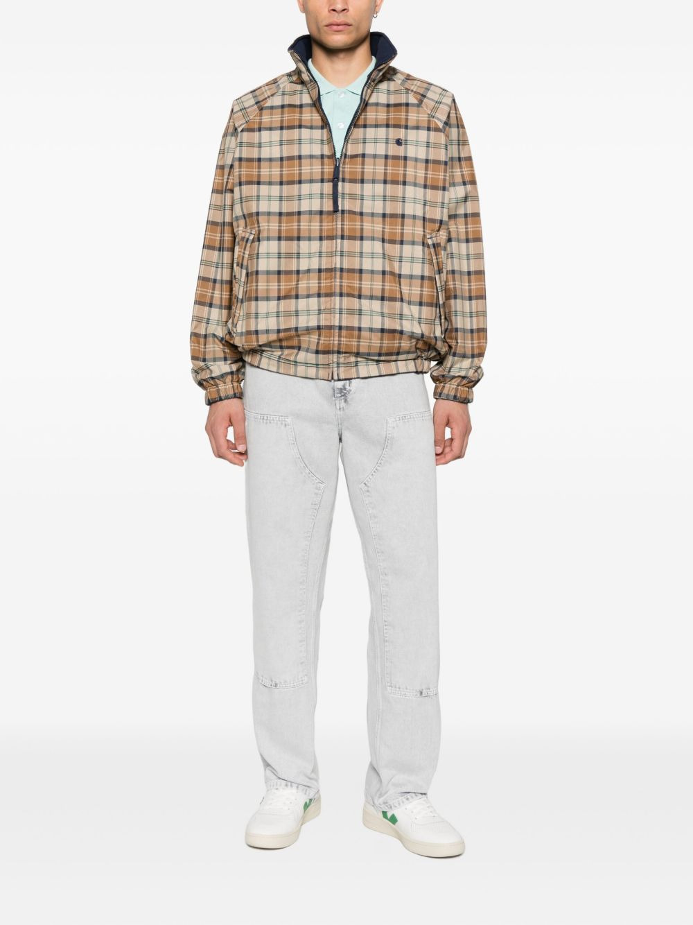 checked zip-up jacket - 2