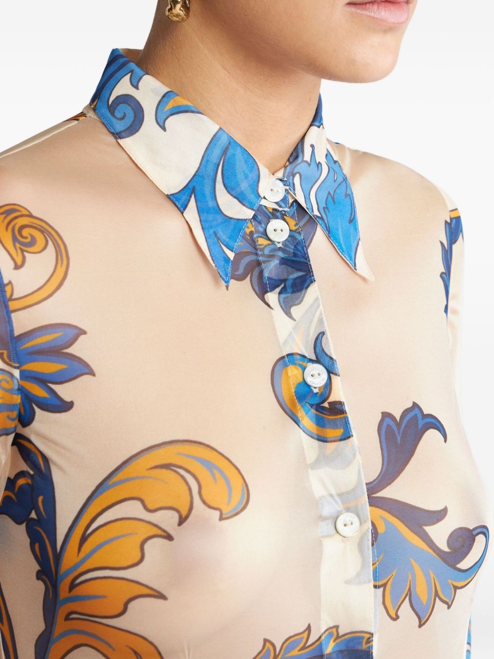 floral-print shirt dress - 4